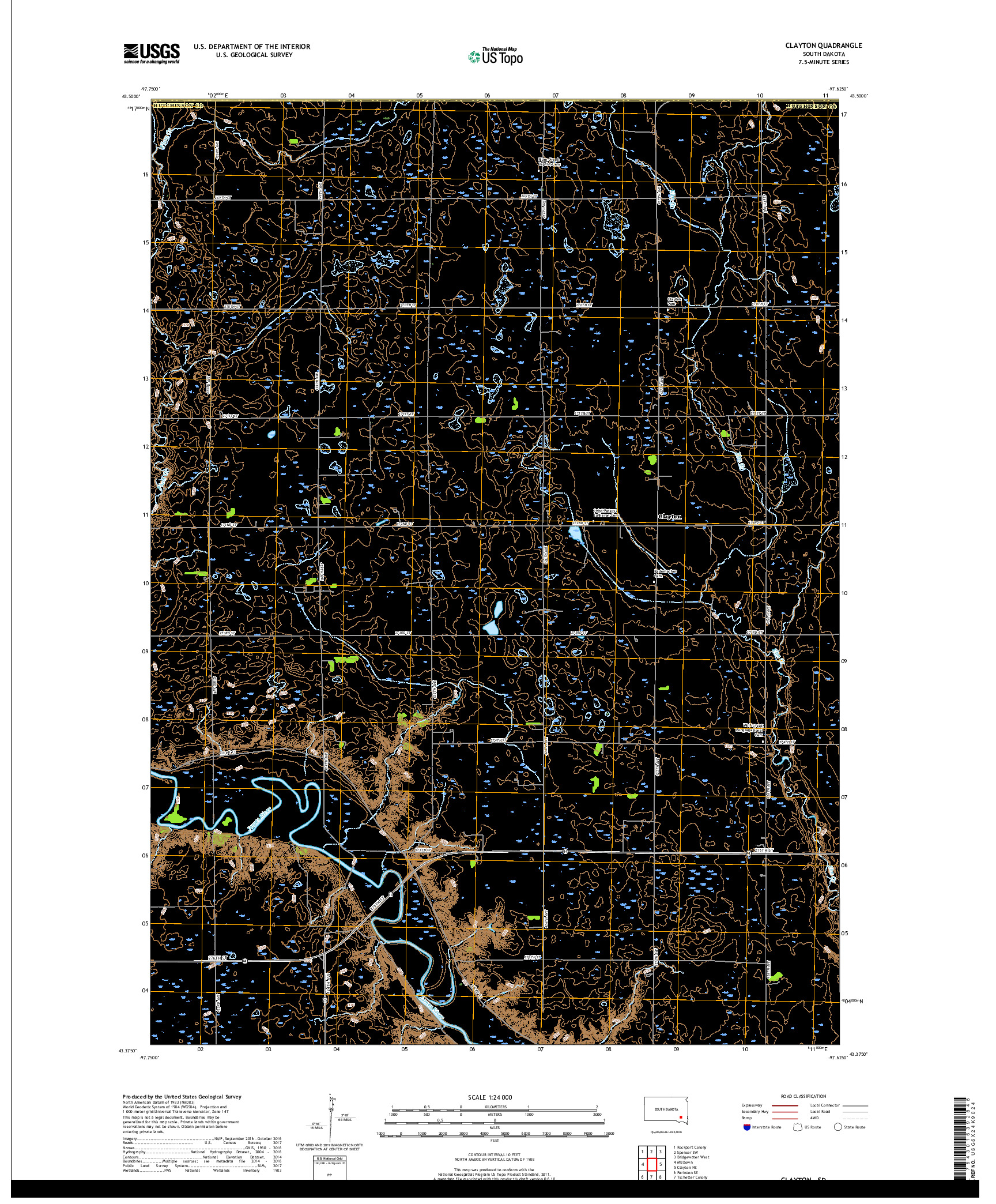 USGS US TOPO 7.5-MINUTE MAP FOR CLAYTON, SD 2017