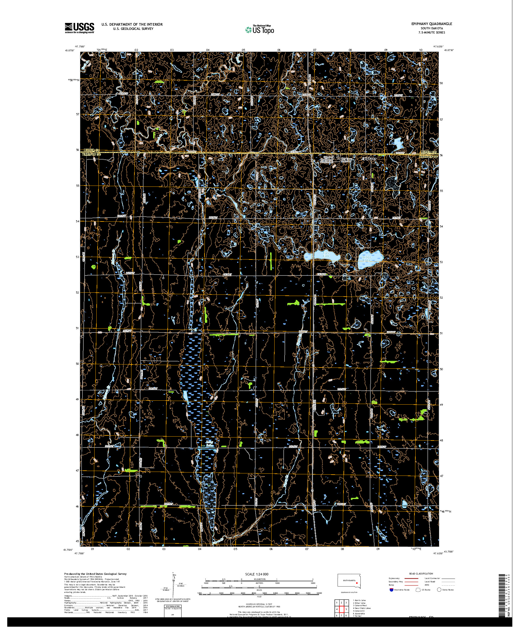 USGS US TOPO 7.5-MINUTE MAP FOR EPIPHANY, SD 2017