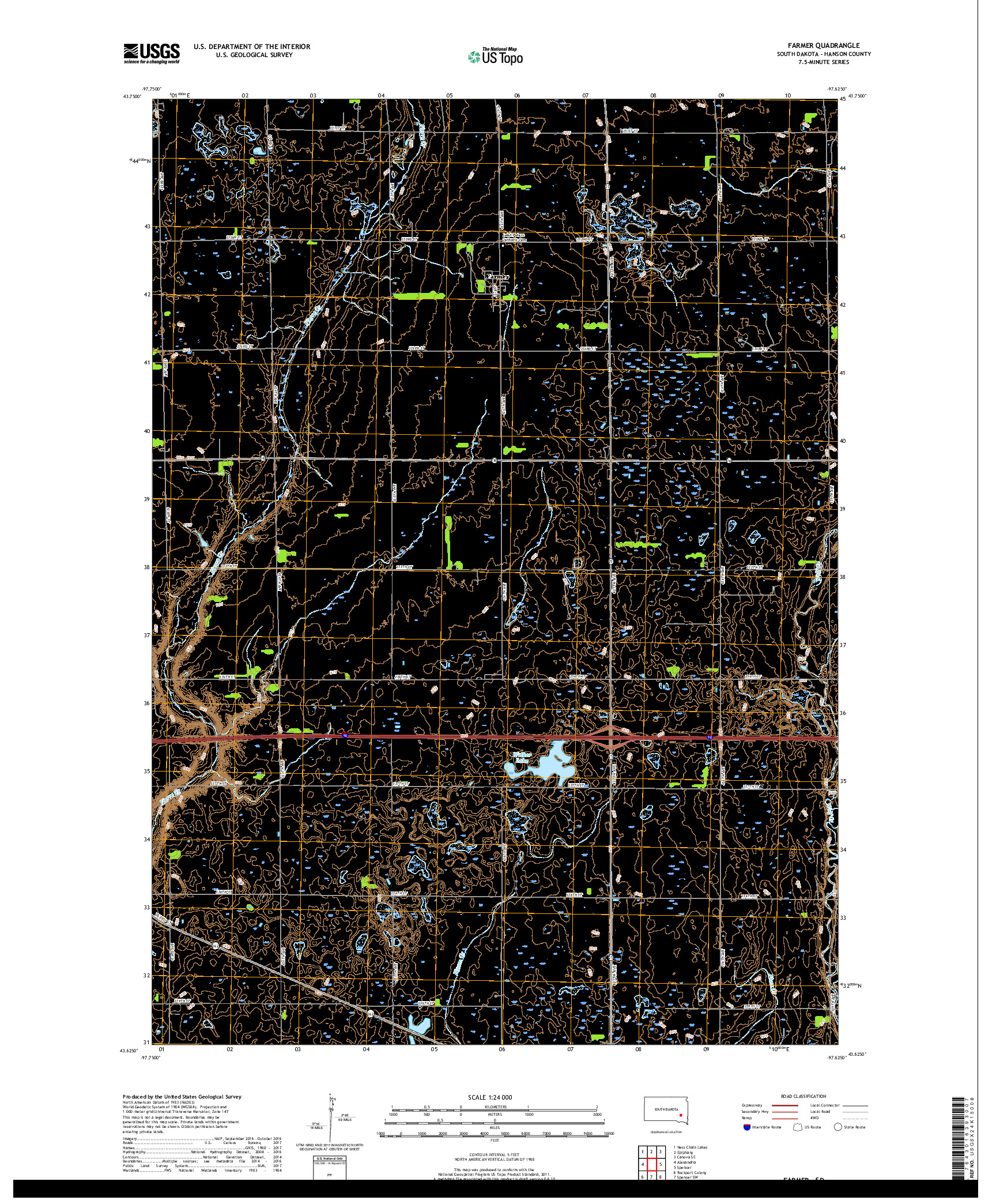 USGS US TOPO 7.5-MINUTE MAP FOR FARMER, SD 2017