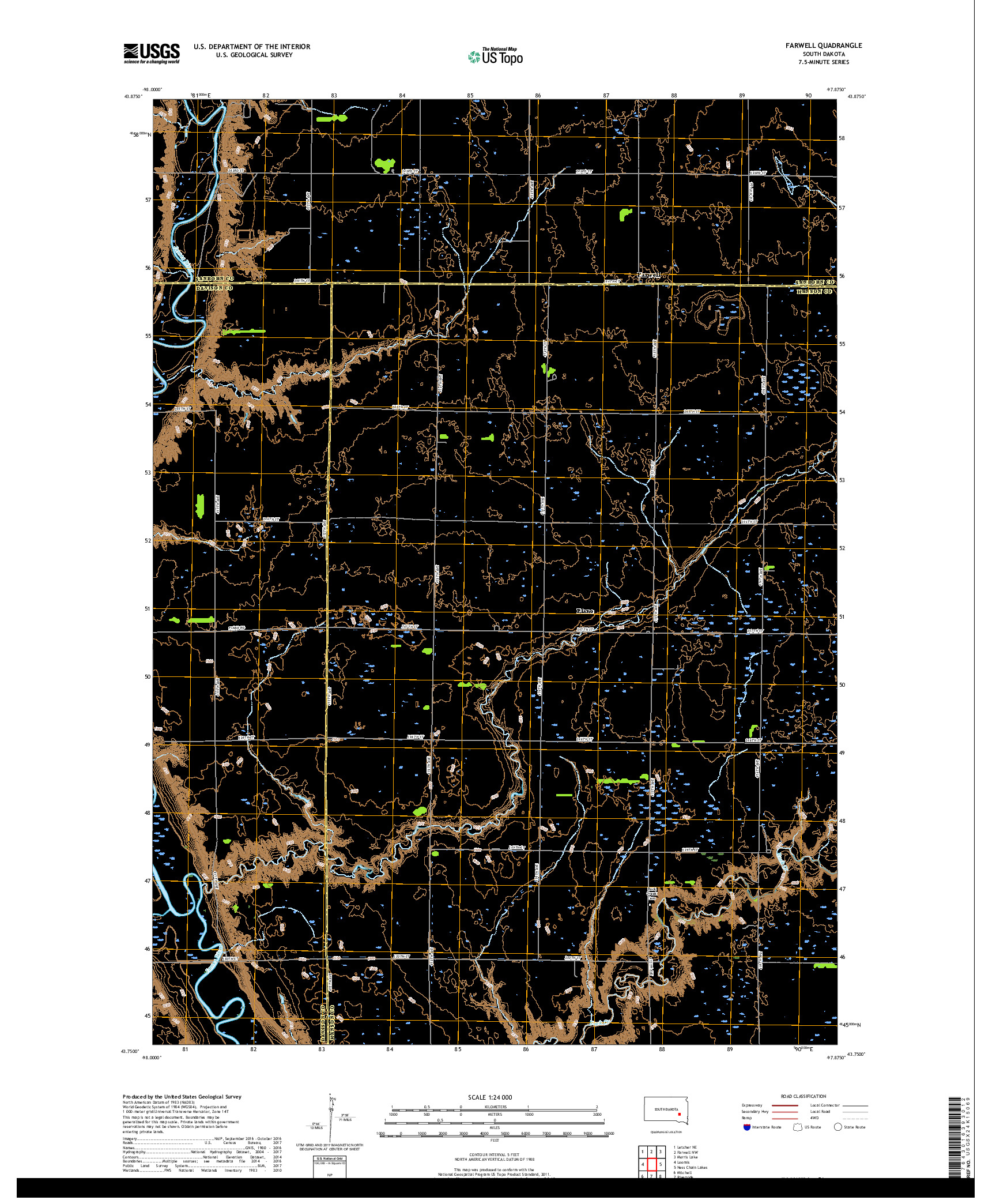 USGS US TOPO 7.5-MINUTE MAP FOR FARWELL, SD 2017
