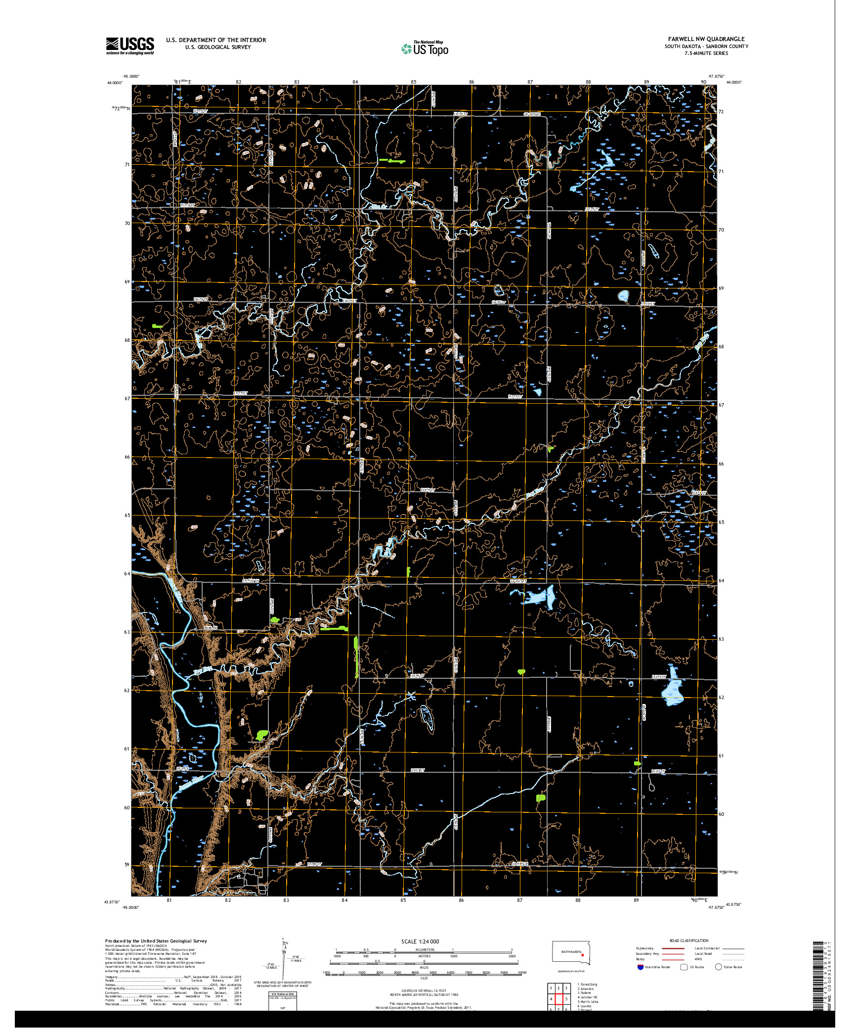 USGS US TOPO 7.5-MINUTE MAP FOR FARWELL NW, SD 2017