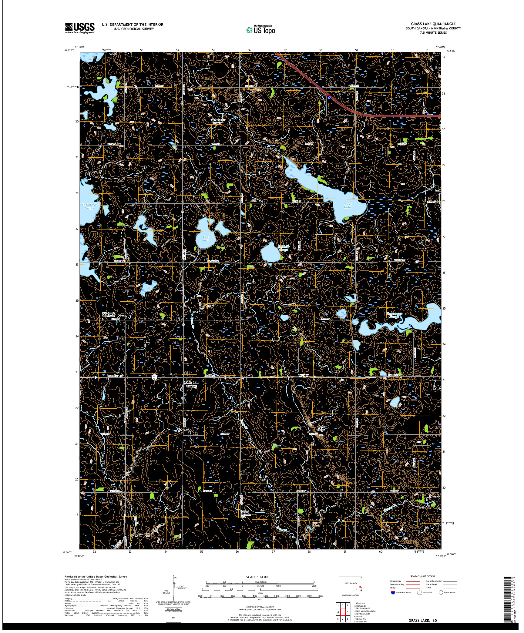 USGS US TOPO 7.5-MINUTE MAP FOR GRASS LAKE, SD 2017