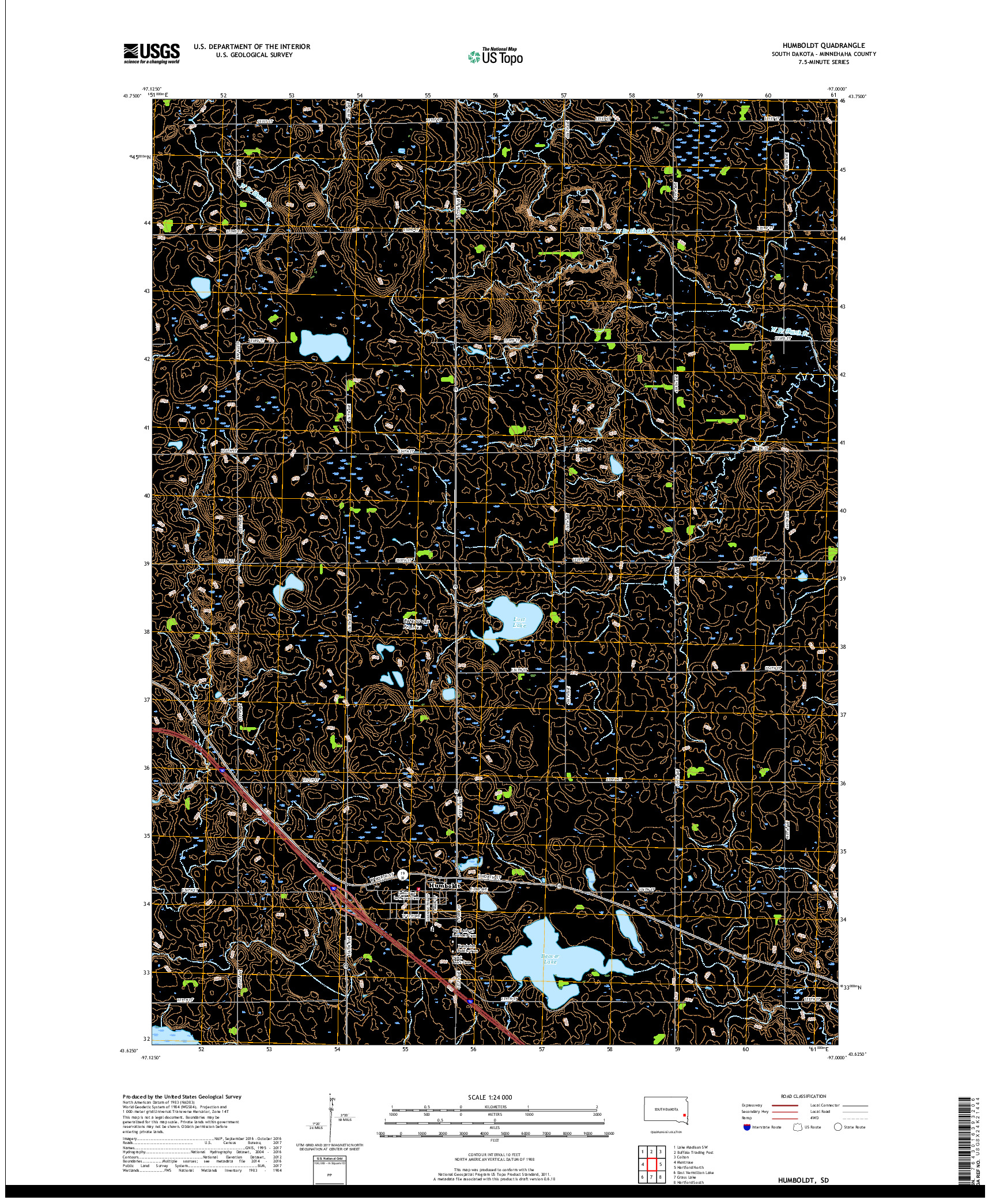 USGS US TOPO 7.5-MINUTE MAP FOR HUMBOLDT, SD 2017