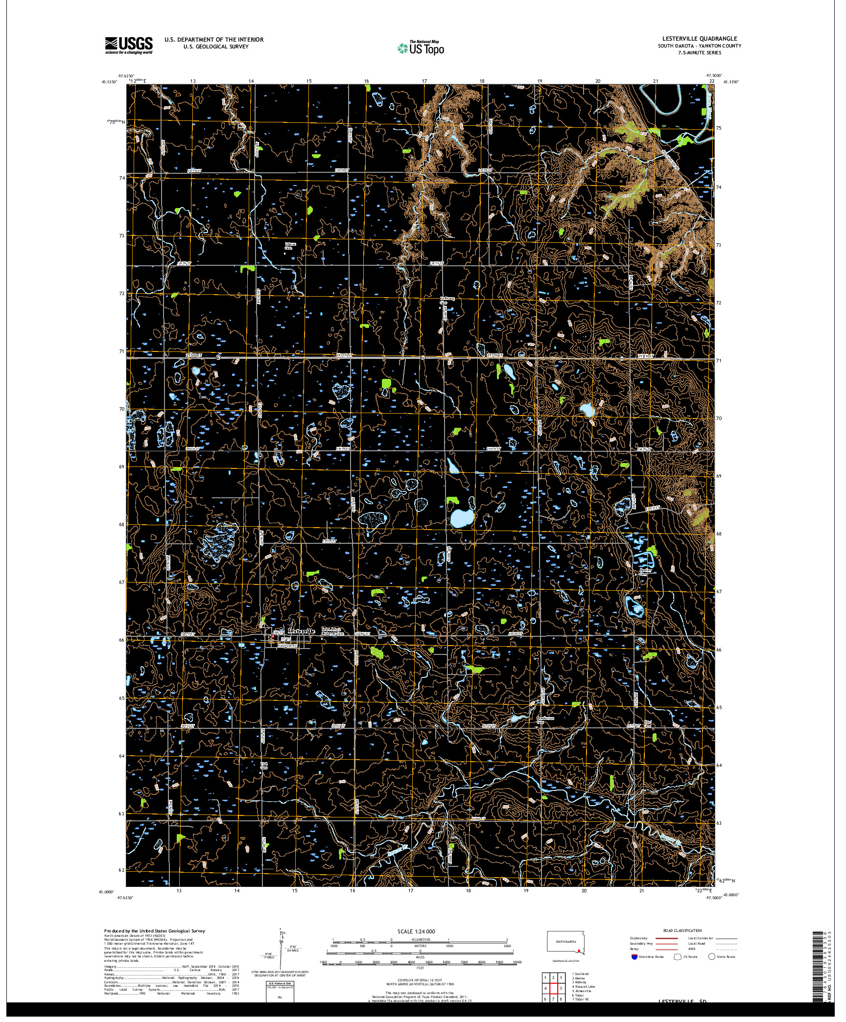 USGS US TOPO 7.5-MINUTE MAP FOR LESTERVILLE, SD 2017