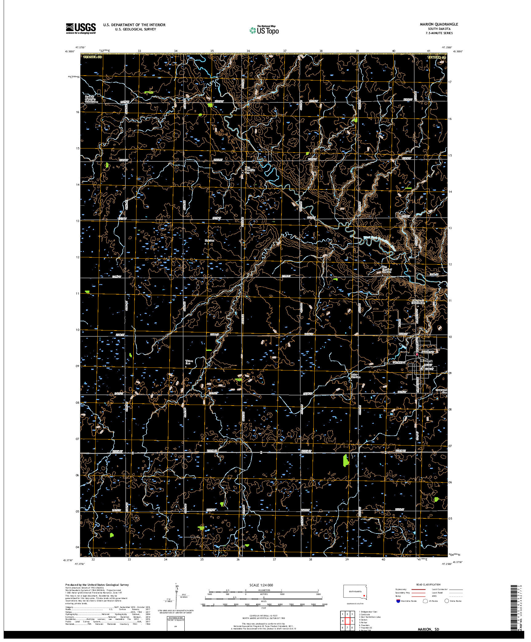 USGS US TOPO 7.5-MINUTE MAP FOR MARION, SD 2017