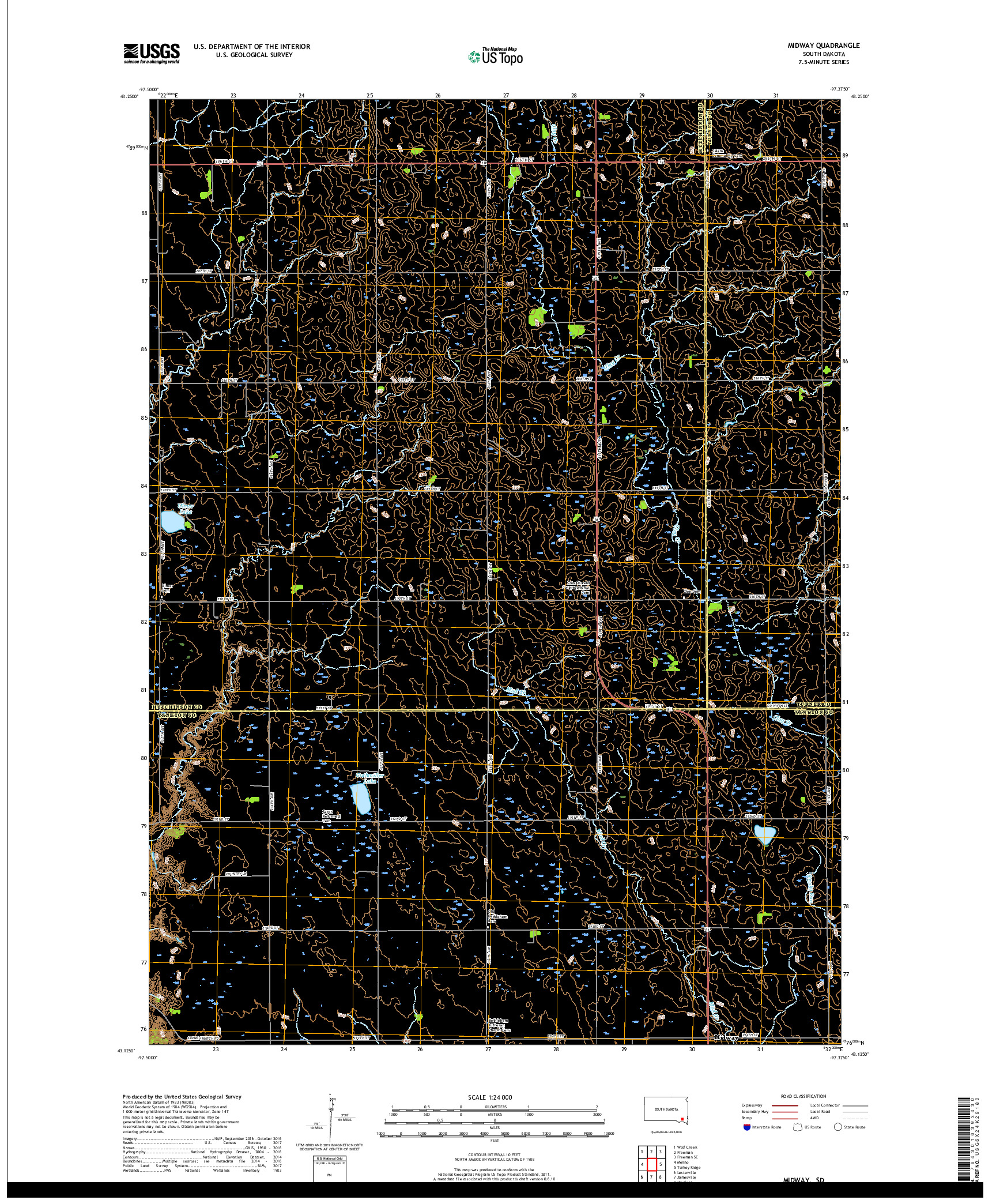 USGS US TOPO 7.5-MINUTE MAP FOR MIDWAY, SD 2017