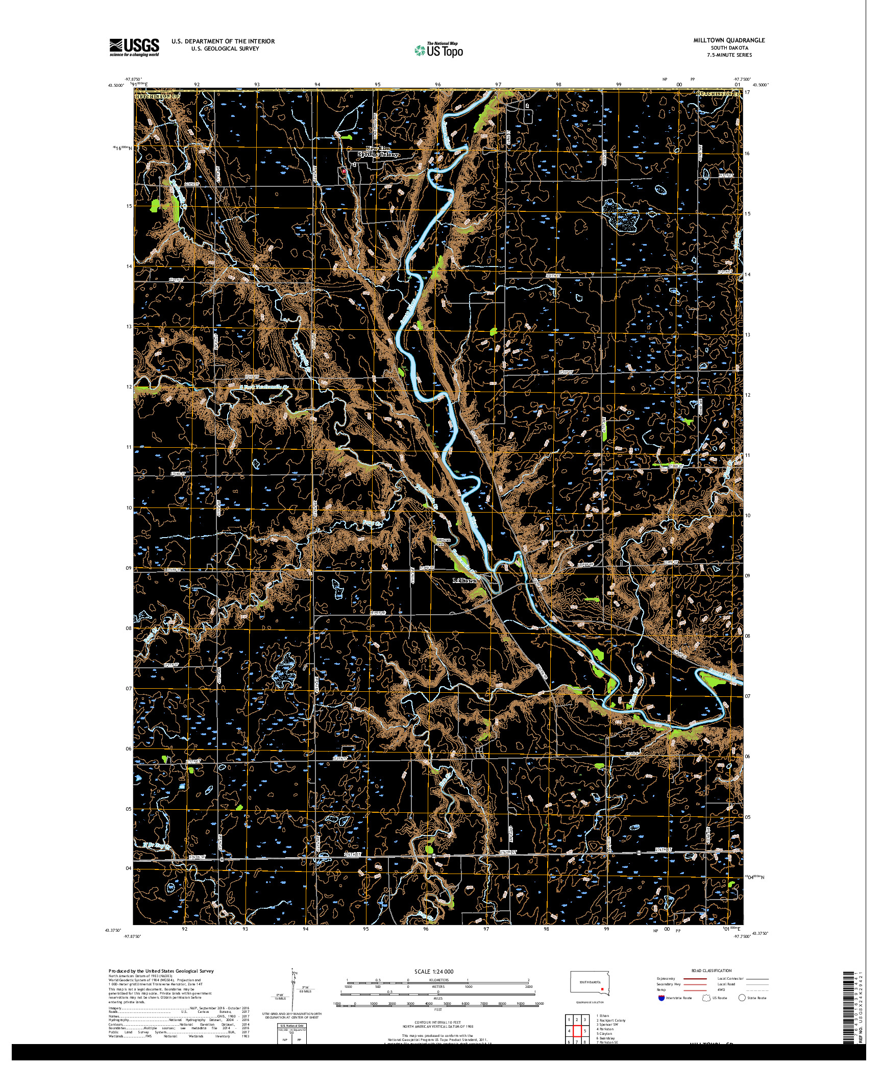 USGS US TOPO 7.5-MINUTE MAP FOR MILLTOWN, SD 2017