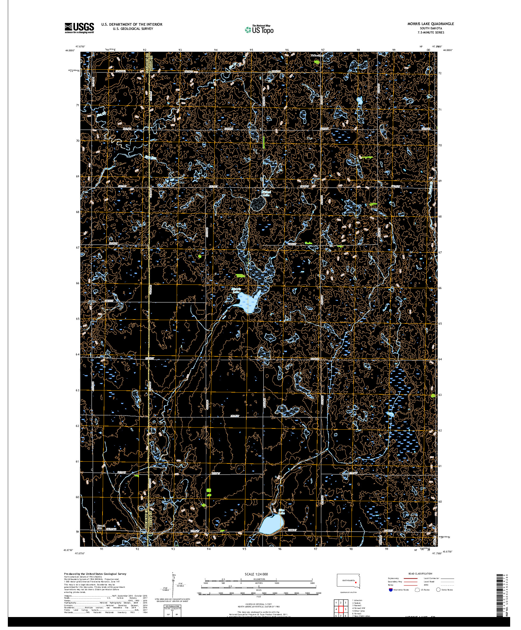 USGS US TOPO 7.5-MINUTE MAP FOR MORRIS LAKE, SD 2017