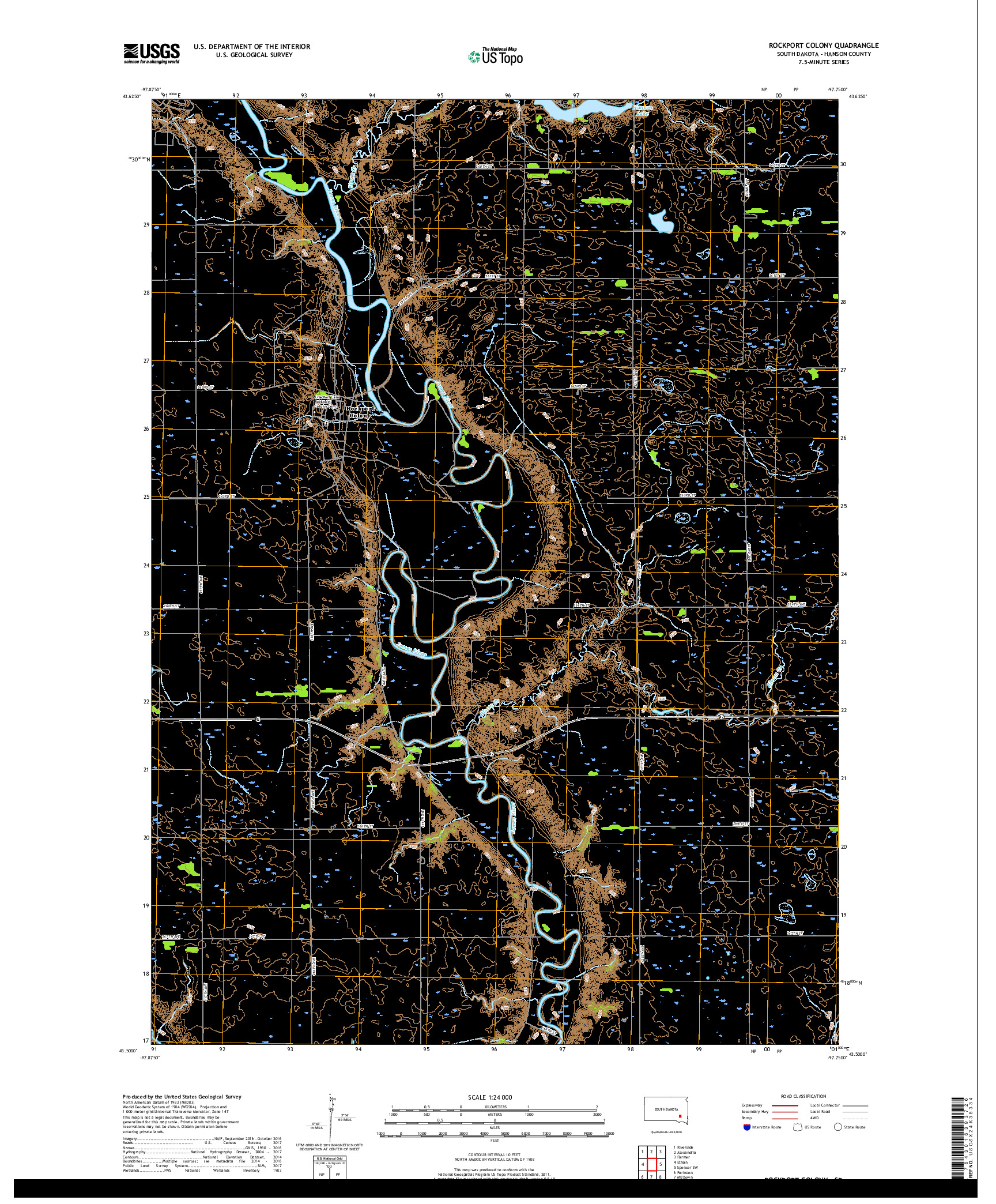 USGS US TOPO 7.5-MINUTE MAP FOR ROCKPORT COLONY, SD 2017