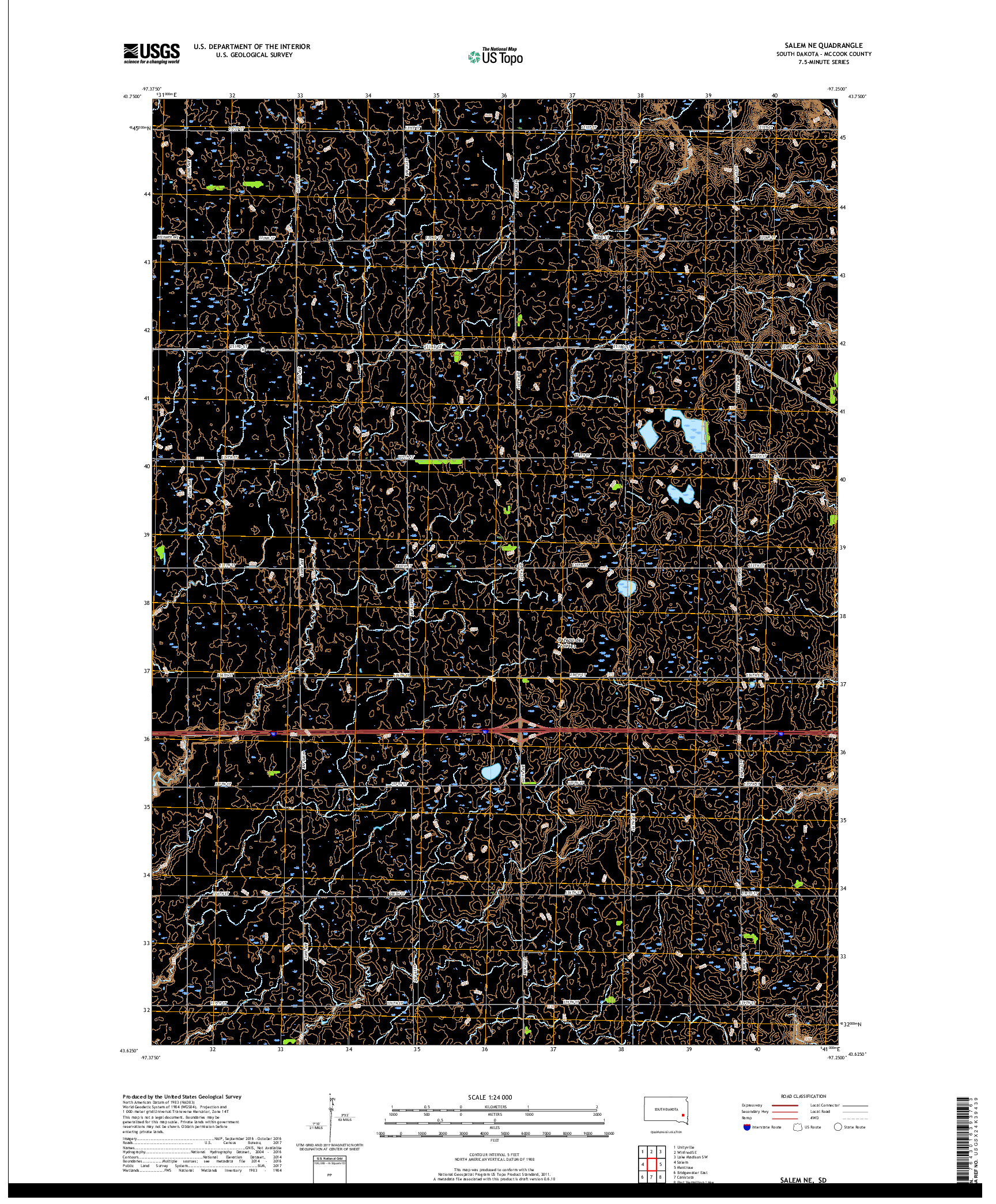 USGS US TOPO 7.5-MINUTE MAP FOR SALEM NE, SD 2017