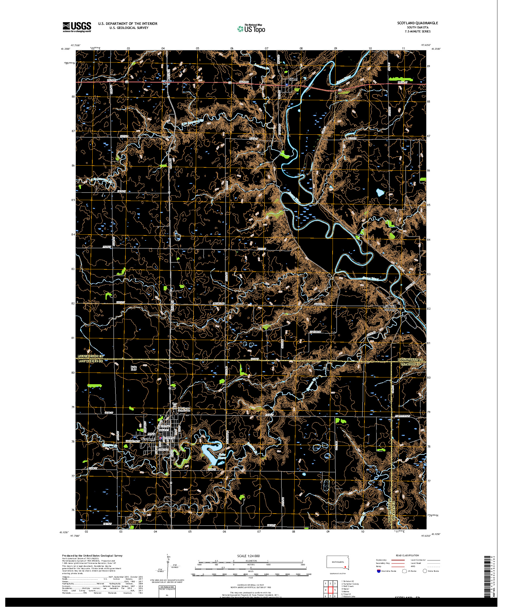 USGS US TOPO 7.5-MINUTE MAP FOR SCOTLAND, SD 2017