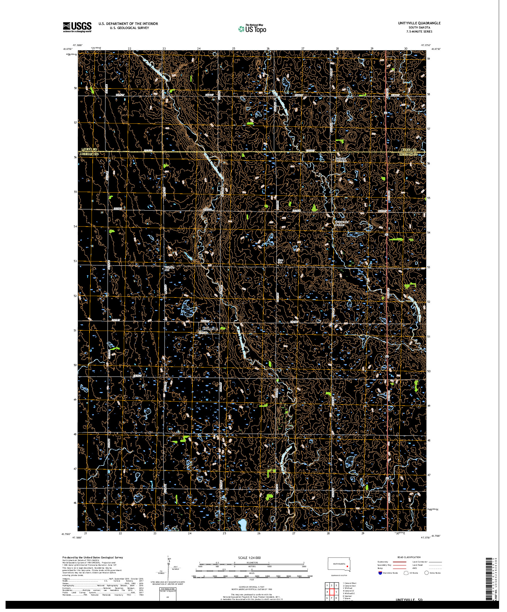 USGS US TOPO 7.5-MINUTE MAP FOR UNITYVILLE, SD 2017