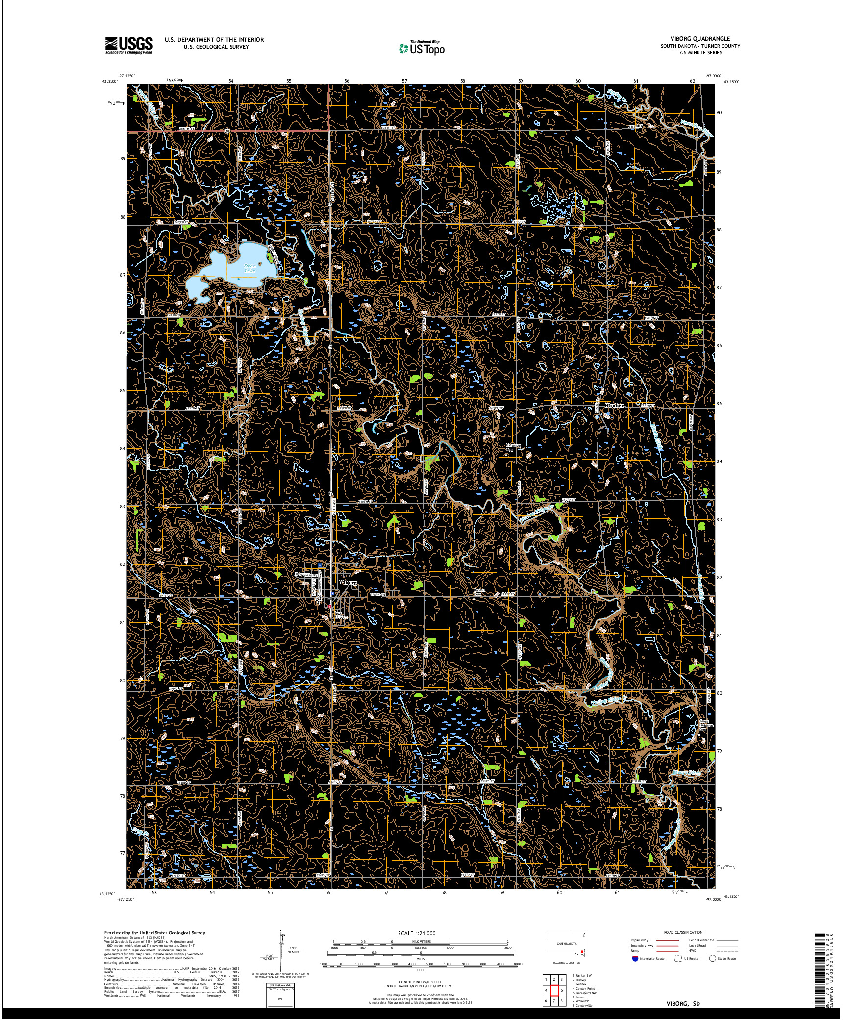 USGS US TOPO 7.5-MINUTE MAP FOR VIBORG, SD 2017