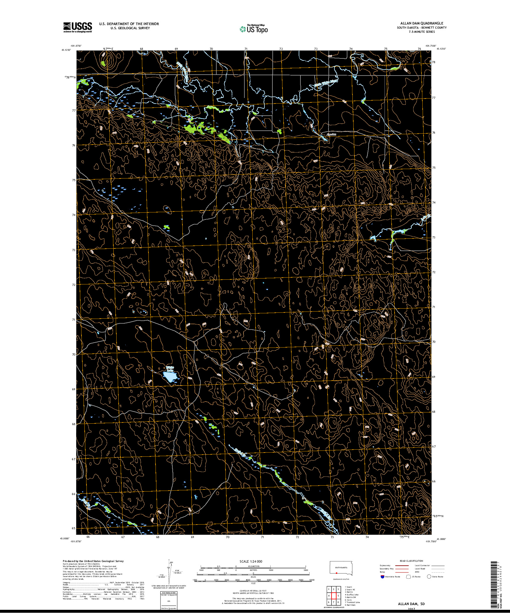 USGS US TOPO 7.5-MINUTE MAP FOR ALLAN DAM, SD 2017