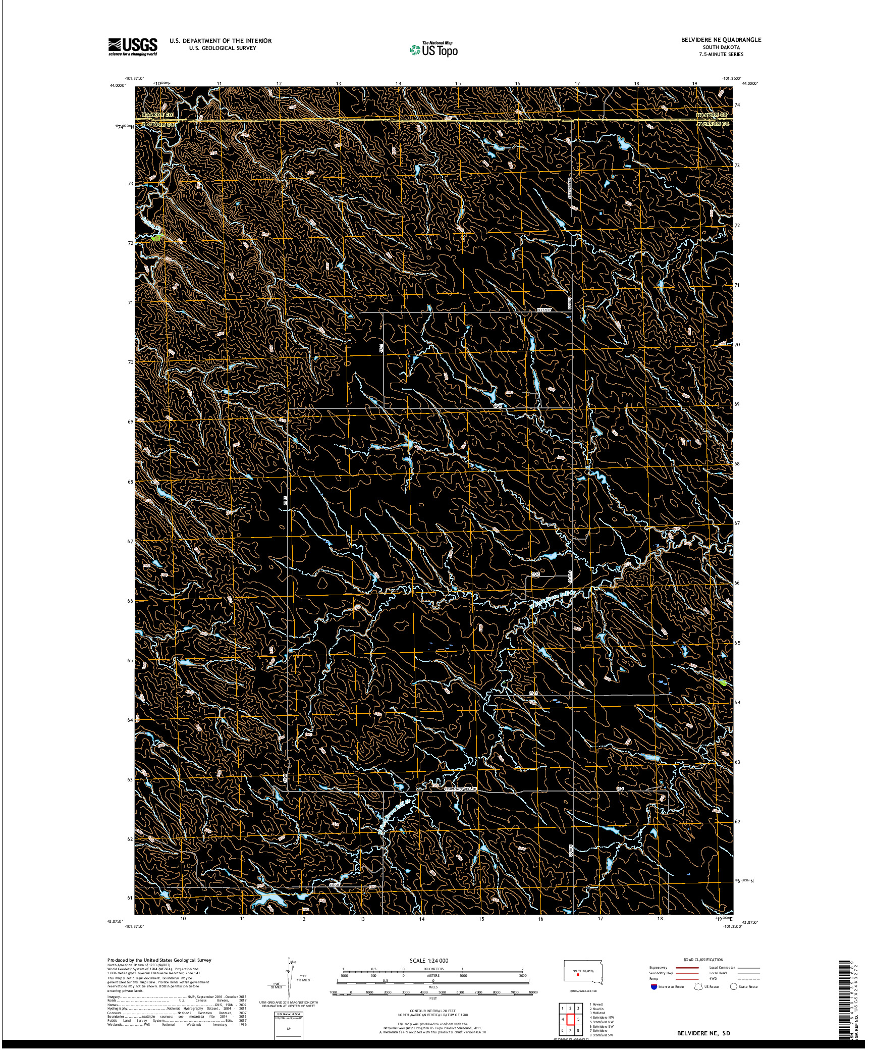 USGS US TOPO 7.5-MINUTE MAP FOR BELVIDERE NE, SD 2017