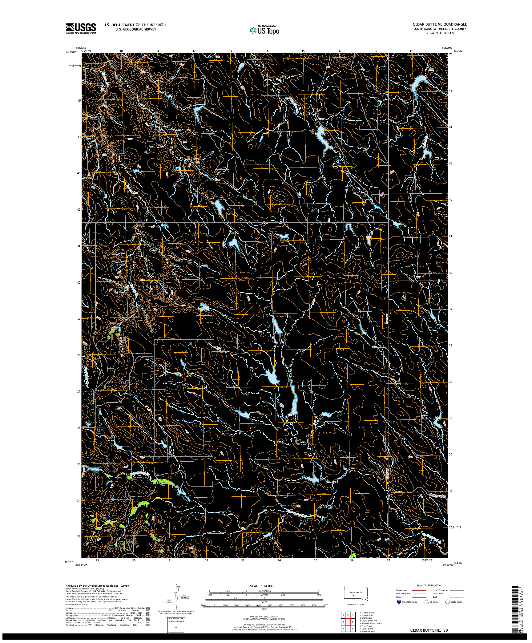 USGS US TOPO 7.5-MINUTE MAP FOR CEDAR BUTTE NE, SD 2017