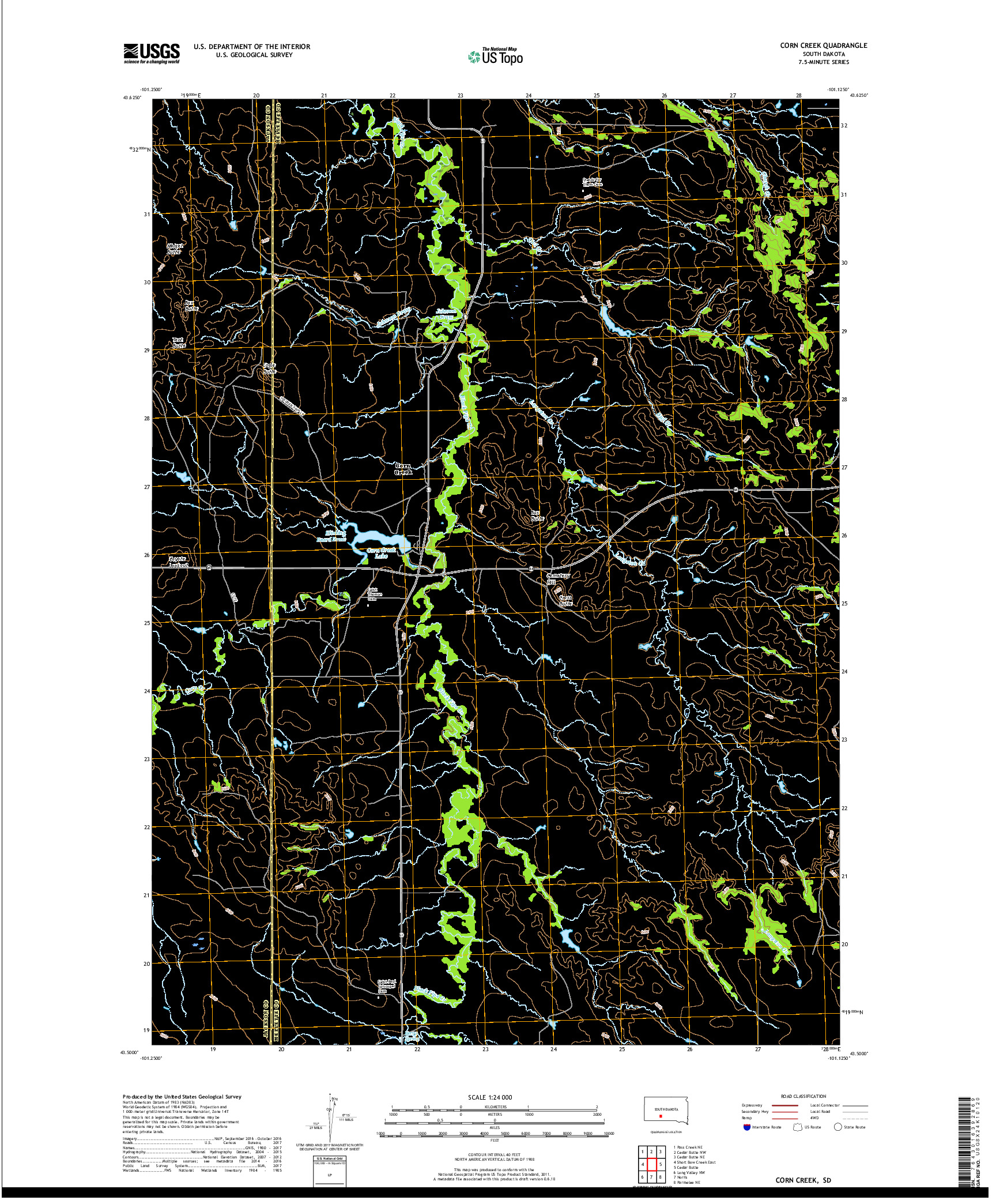 USGS US TOPO 7.5-MINUTE MAP FOR CORN CREEK, SD 2017