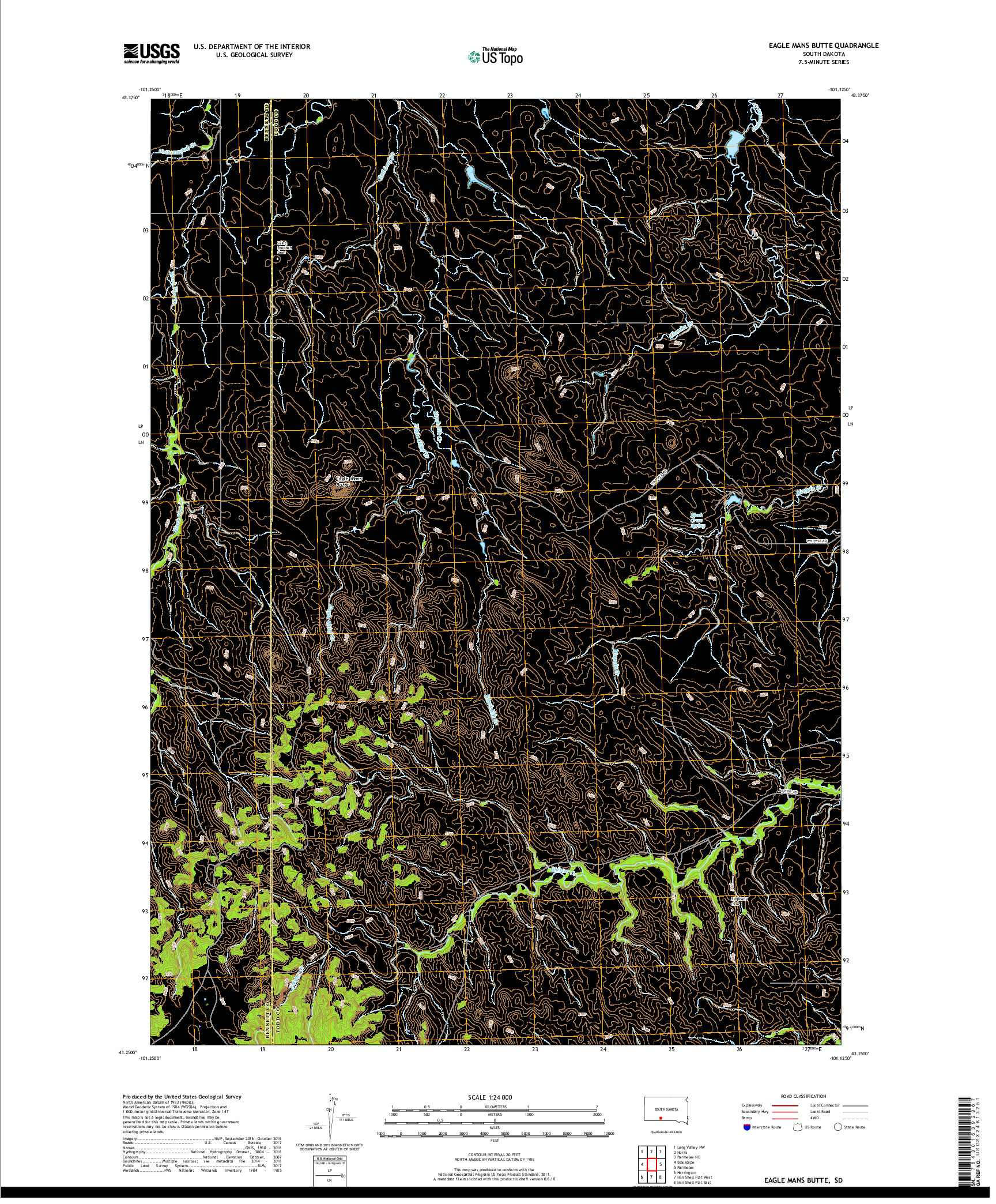 USGS US TOPO 7.5-MINUTE MAP FOR EAGLE MANS BUTTE, SD 2017