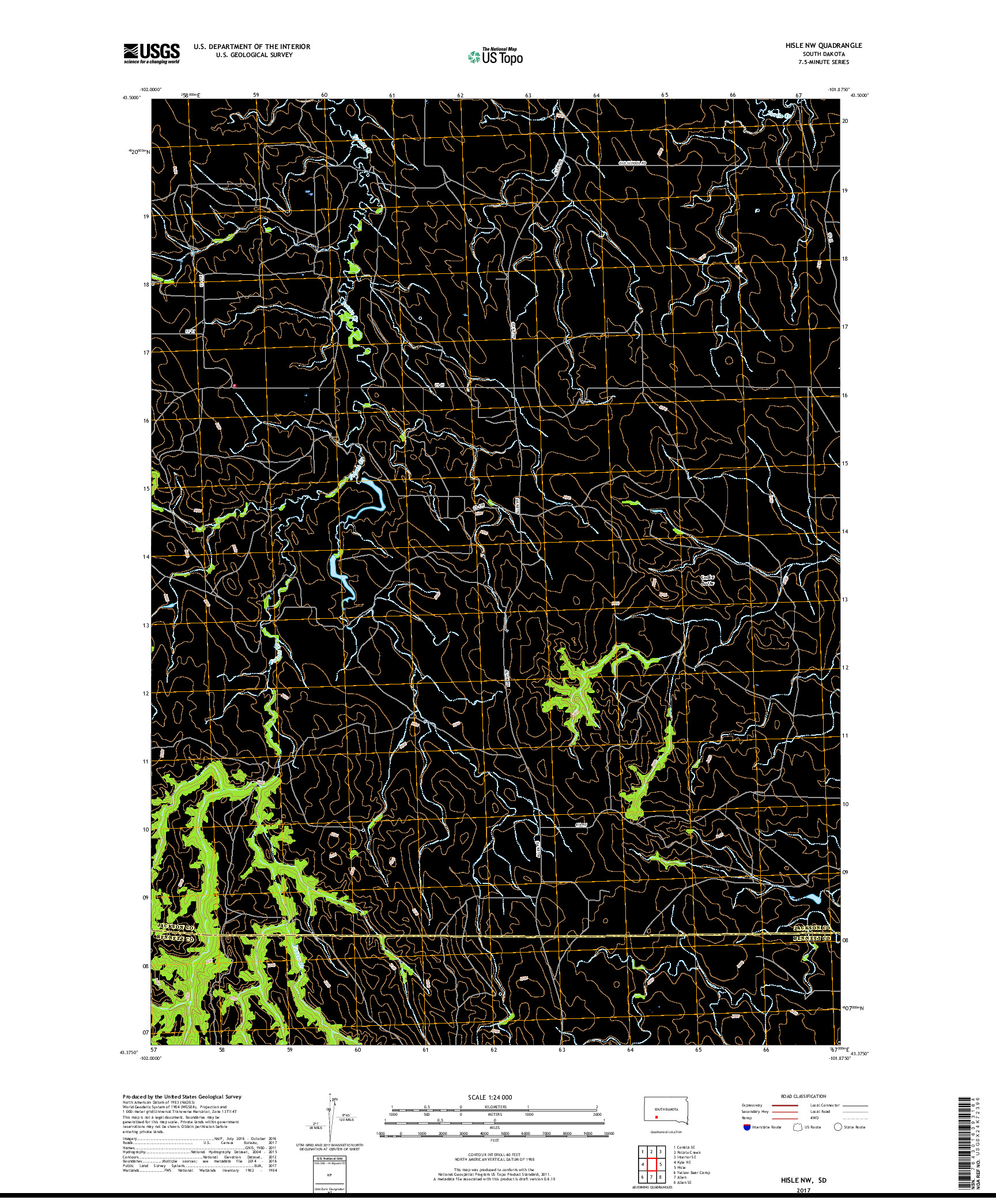 USGS US TOPO 7.5-MINUTE MAP FOR HISLE NW, SD 2017