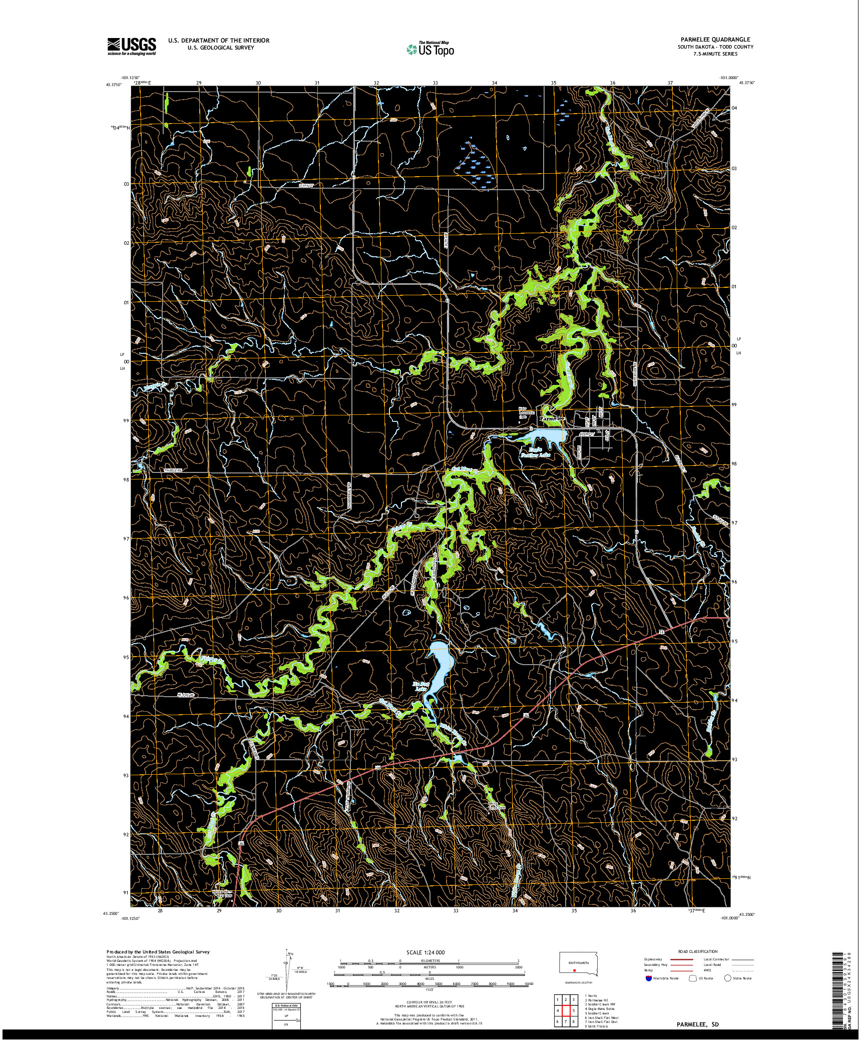 USGS US TOPO 7.5-MINUTE MAP FOR PARMELEE, SD 2017