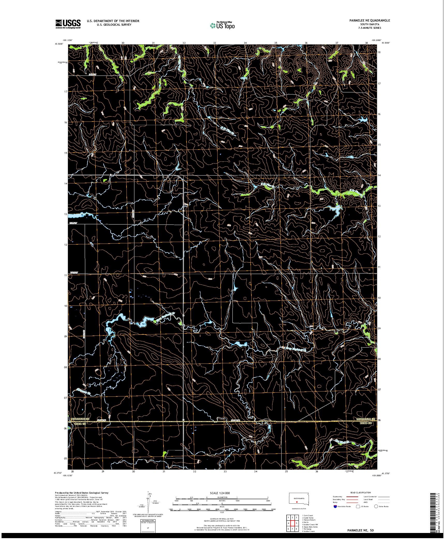 USGS US TOPO 7.5-MINUTE MAP FOR PARMELEE NE, SD 2017