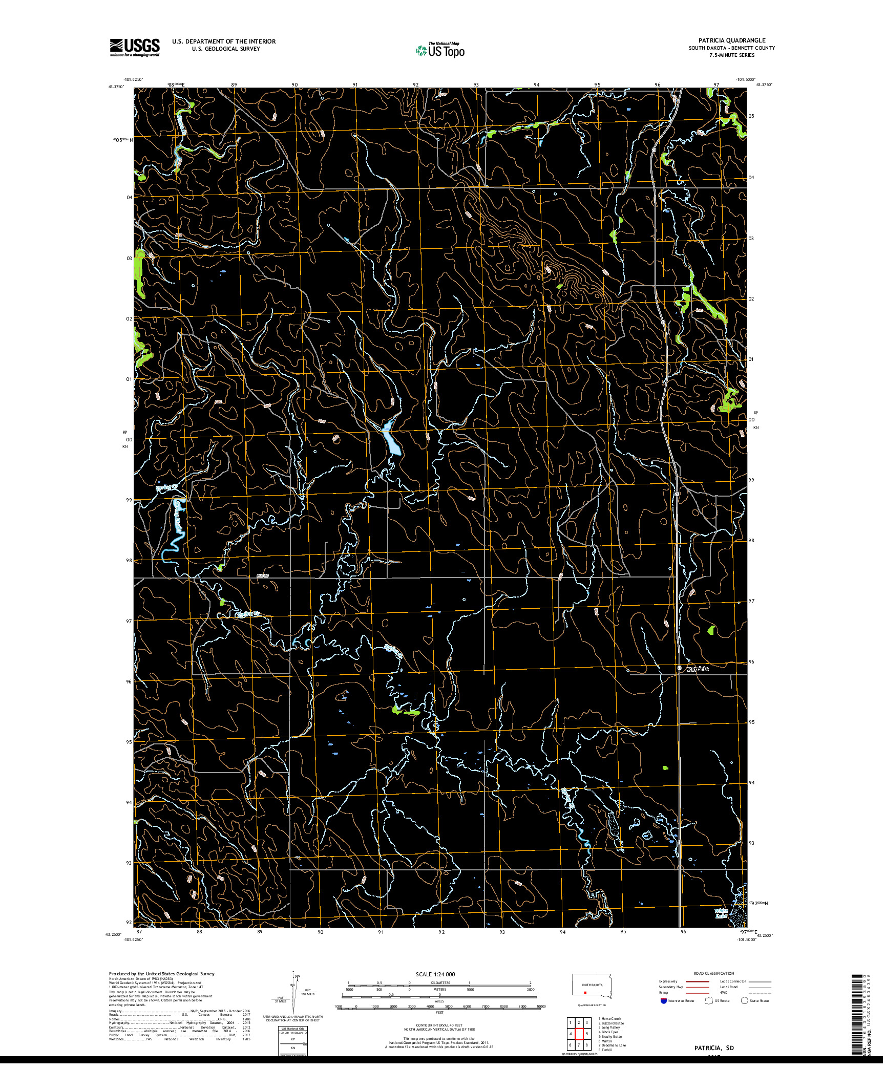 USGS US TOPO 7.5-MINUTE MAP FOR PATRICIA, SD 2017