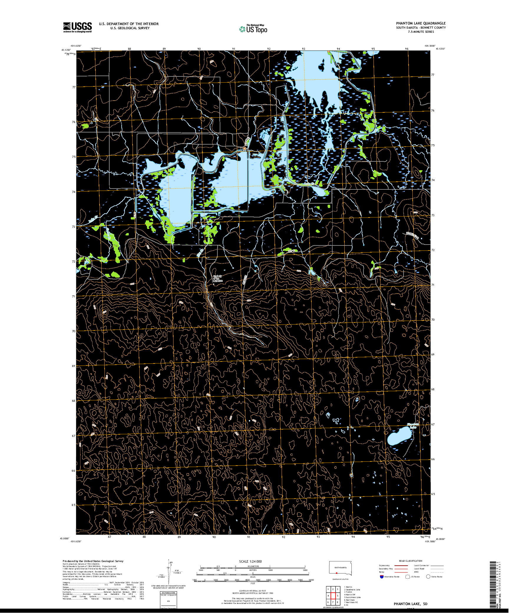 USGS US TOPO 7.5-MINUTE MAP FOR PHANTOM LAKE, SD 2017