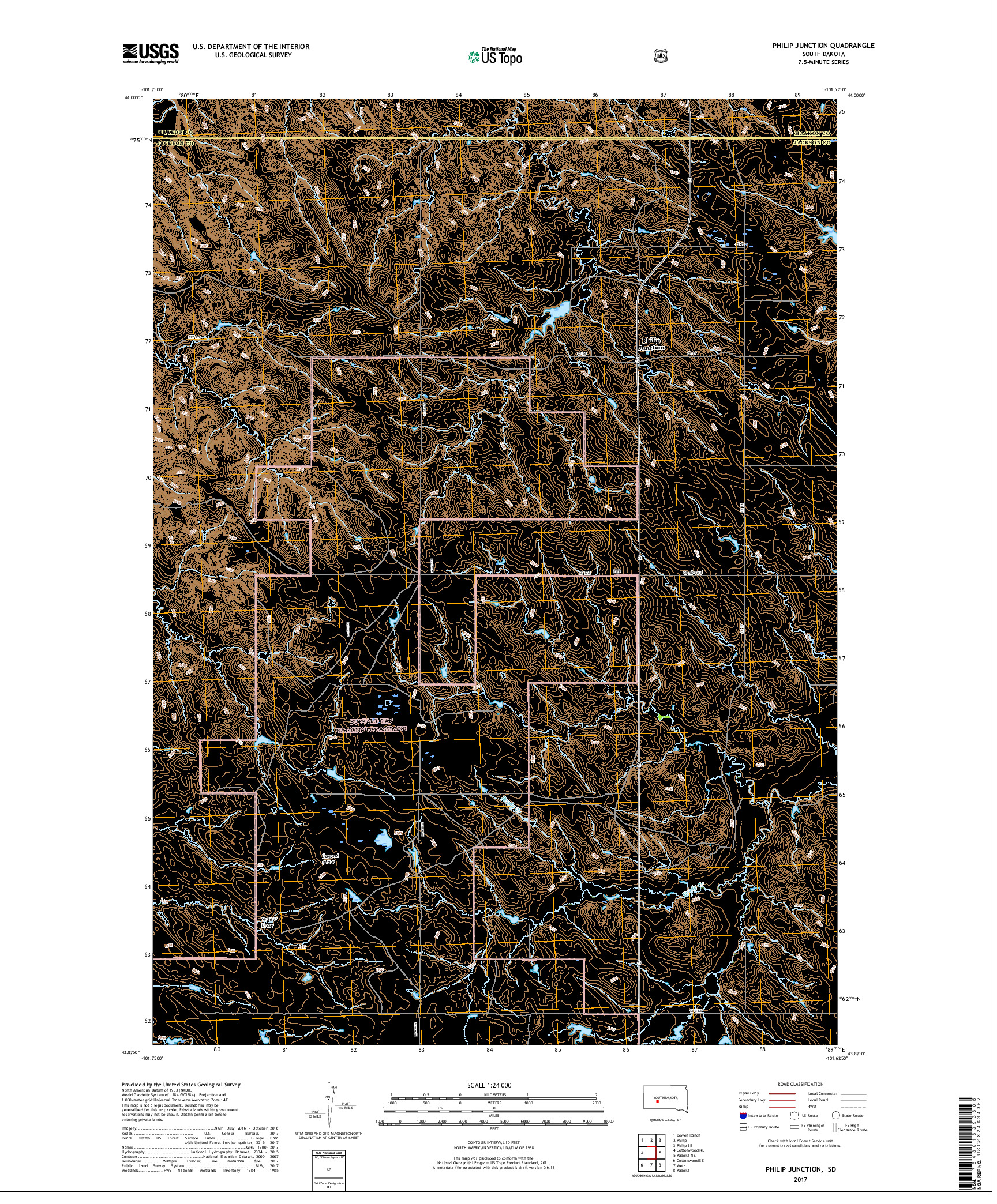 USGS US TOPO 7.5-MINUTE MAP FOR PHILIP JUNCTION, SD 2017