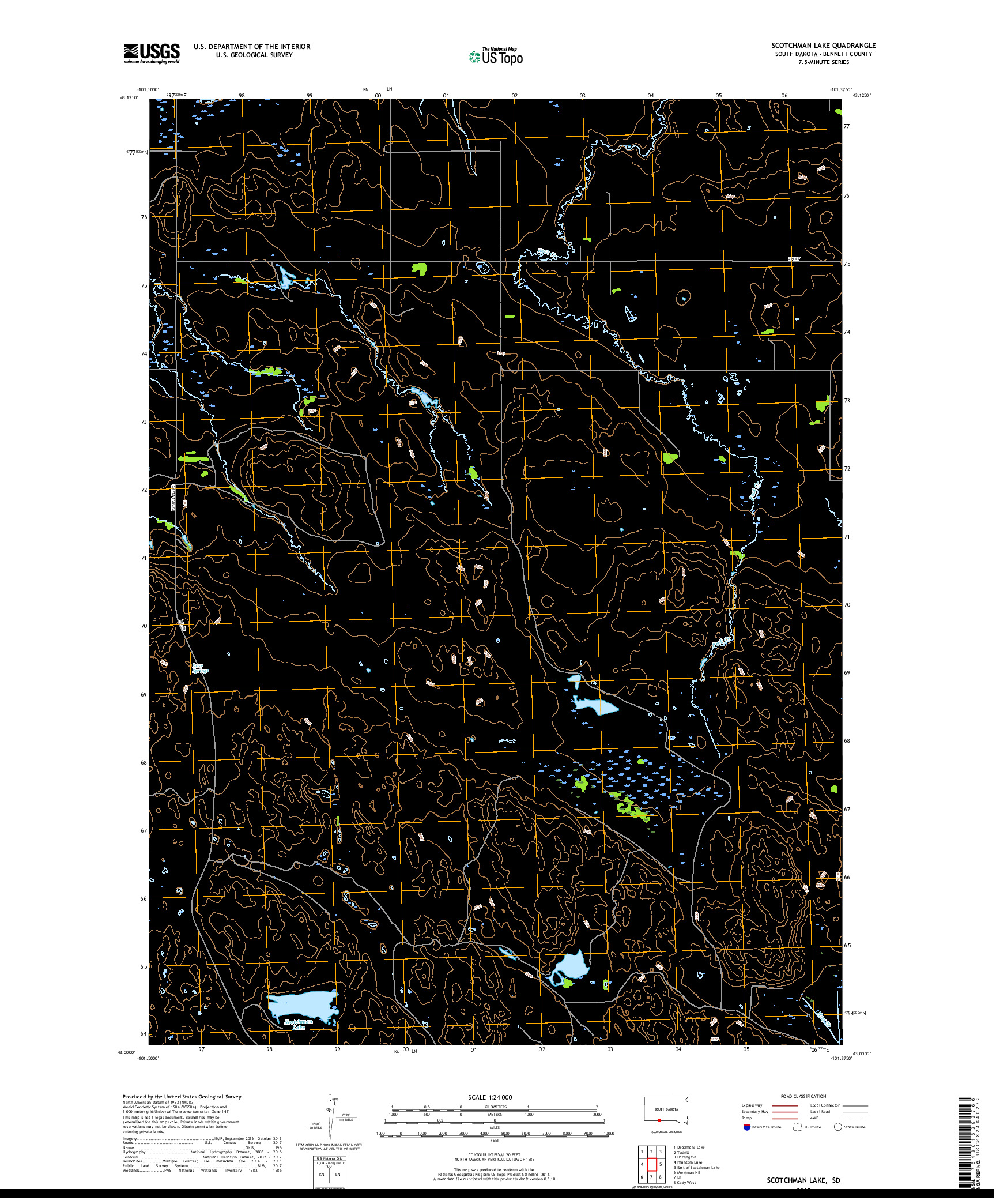 USGS US TOPO 7.5-MINUTE MAP FOR SCOTCHMAN LAKE, SD 2017
