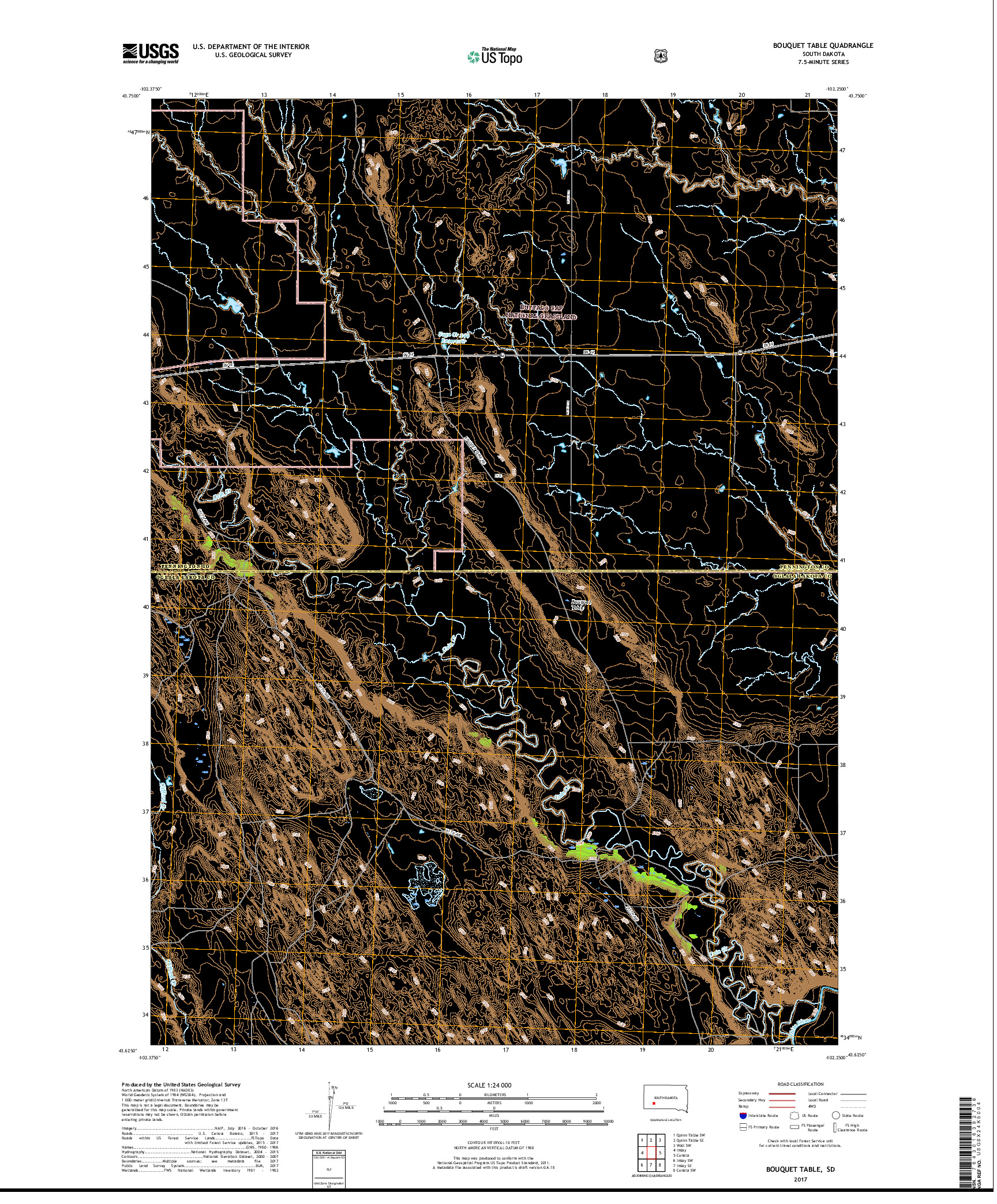 USGS US TOPO 7.5-MINUTE MAP FOR BOUQUET TABLE, SD 2017