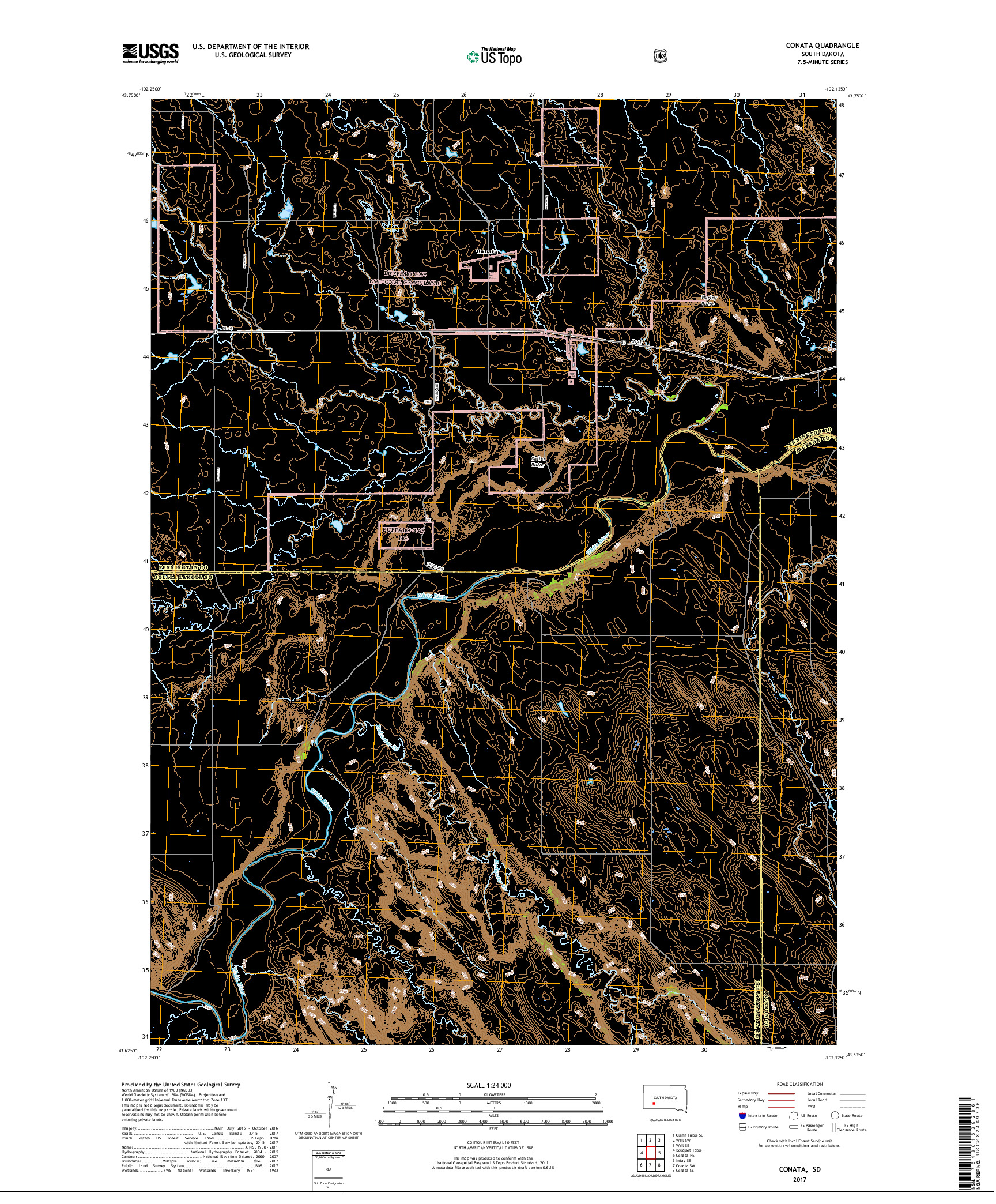 USGS US TOPO 7.5-MINUTE MAP FOR CONATA, SD 2017