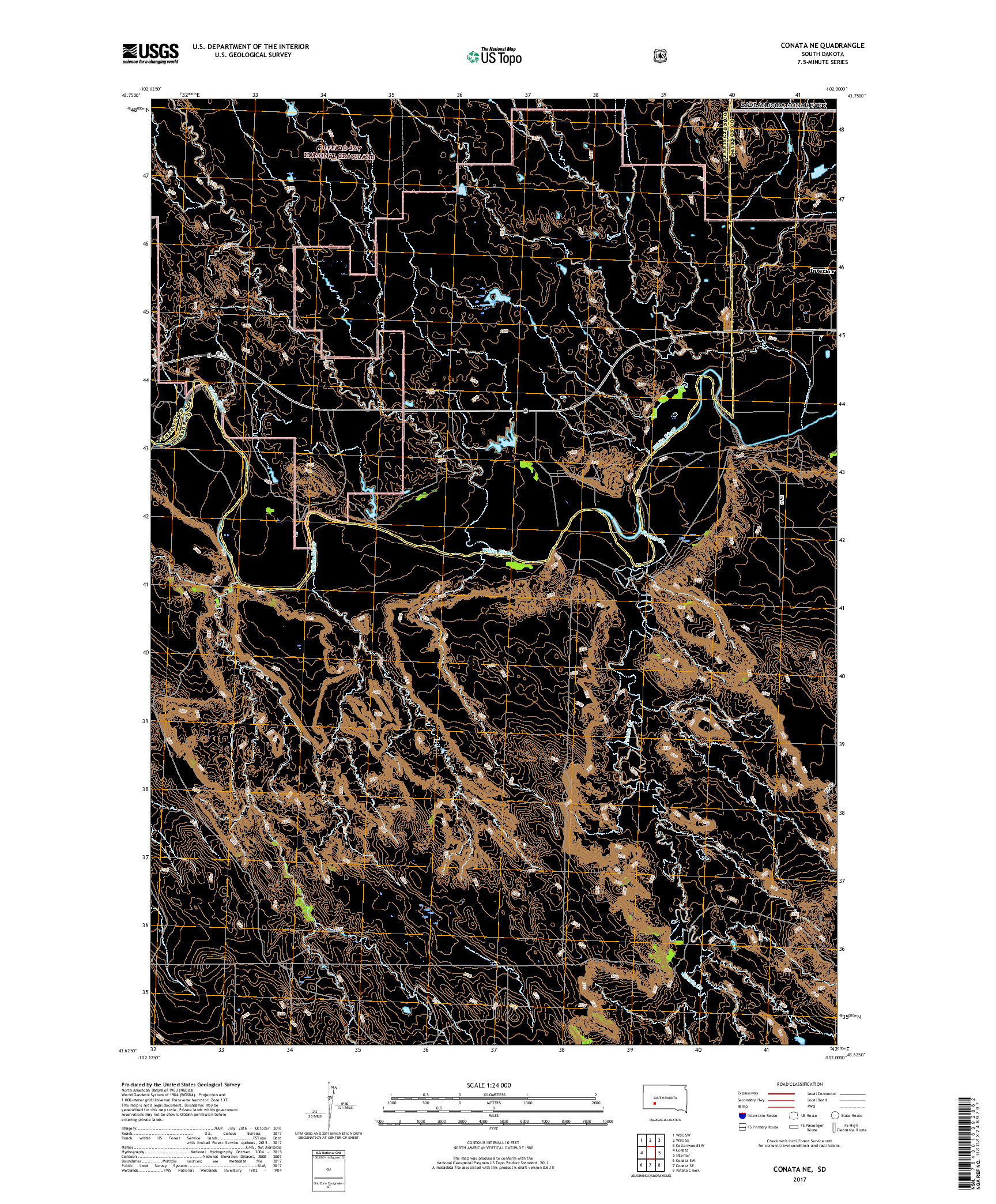 USGS US TOPO 7.5-MINUTE MAP FOR CONATA NE, SD 2017