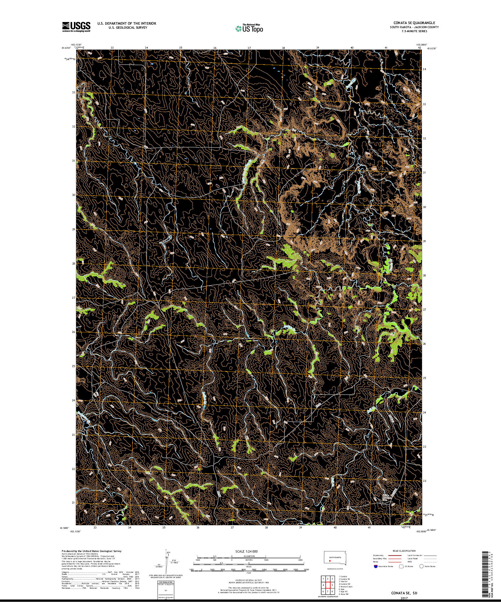 USGS US TOPO 7.5-MINUTE MAP FOR CONATA SE, SD 2017