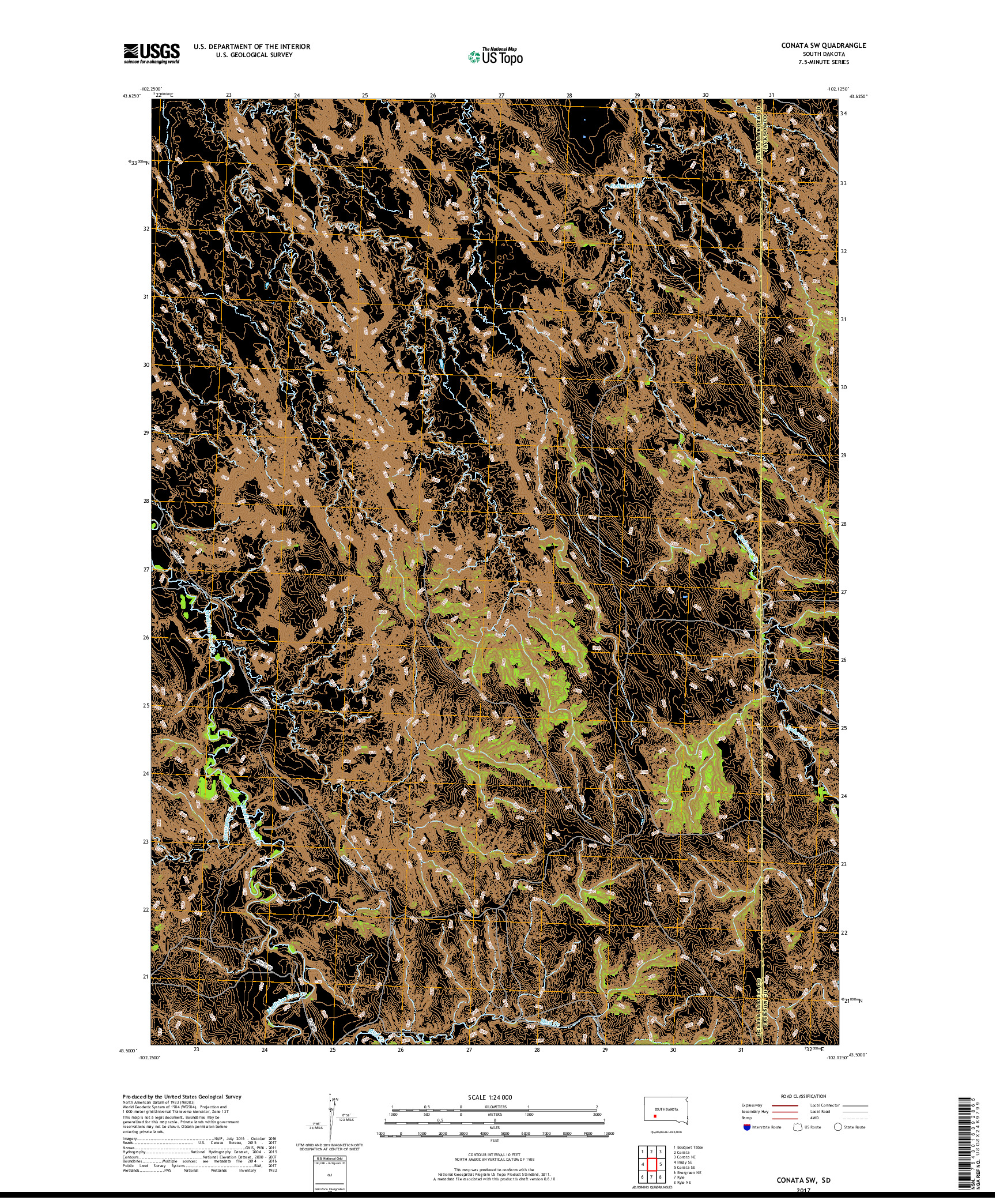 USGS US TOPO 7.5-MINUTE MAP FOR CONATA SW, SD 2017