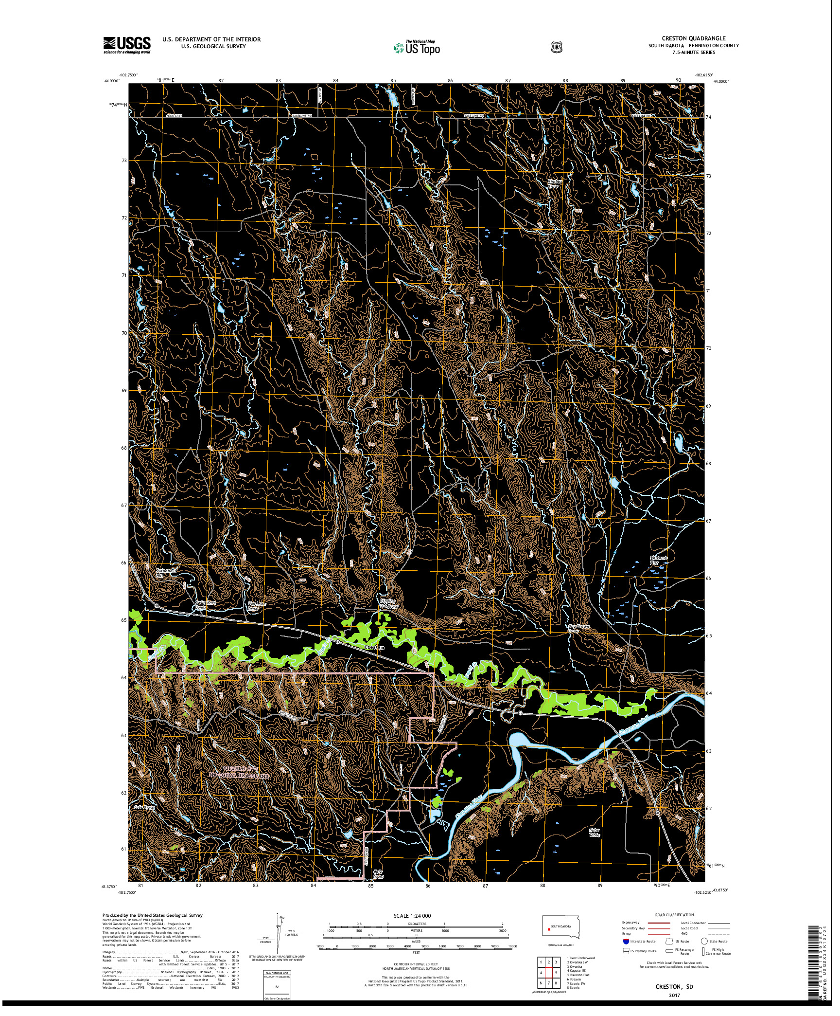USGS US TOPO 7.5-MINUTE MAP FOR CRESTON, SD 2017