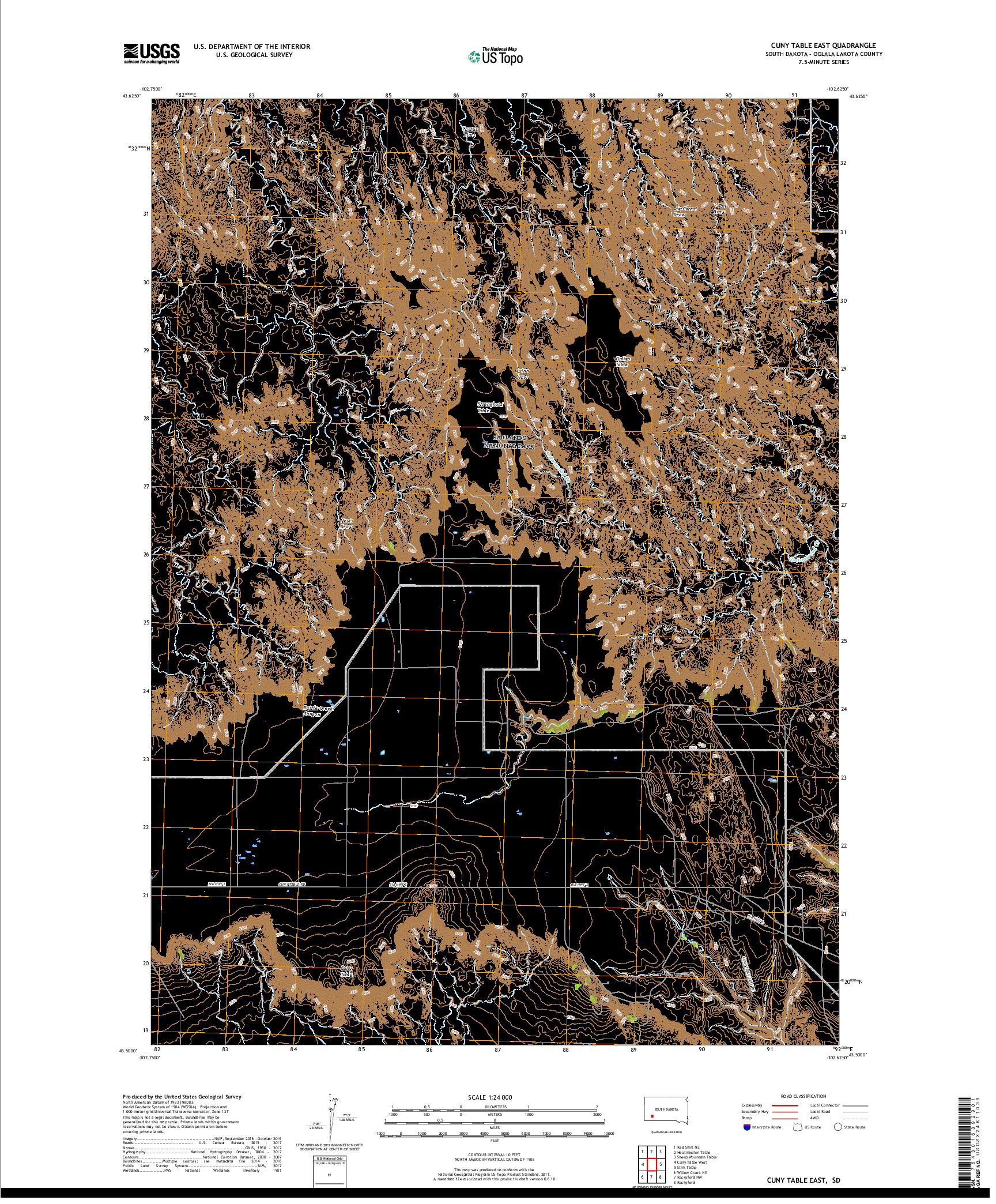 USGS US TOPO 7.5-MINUTE MAP FOR CUNY TABLE EAST, SD 2017