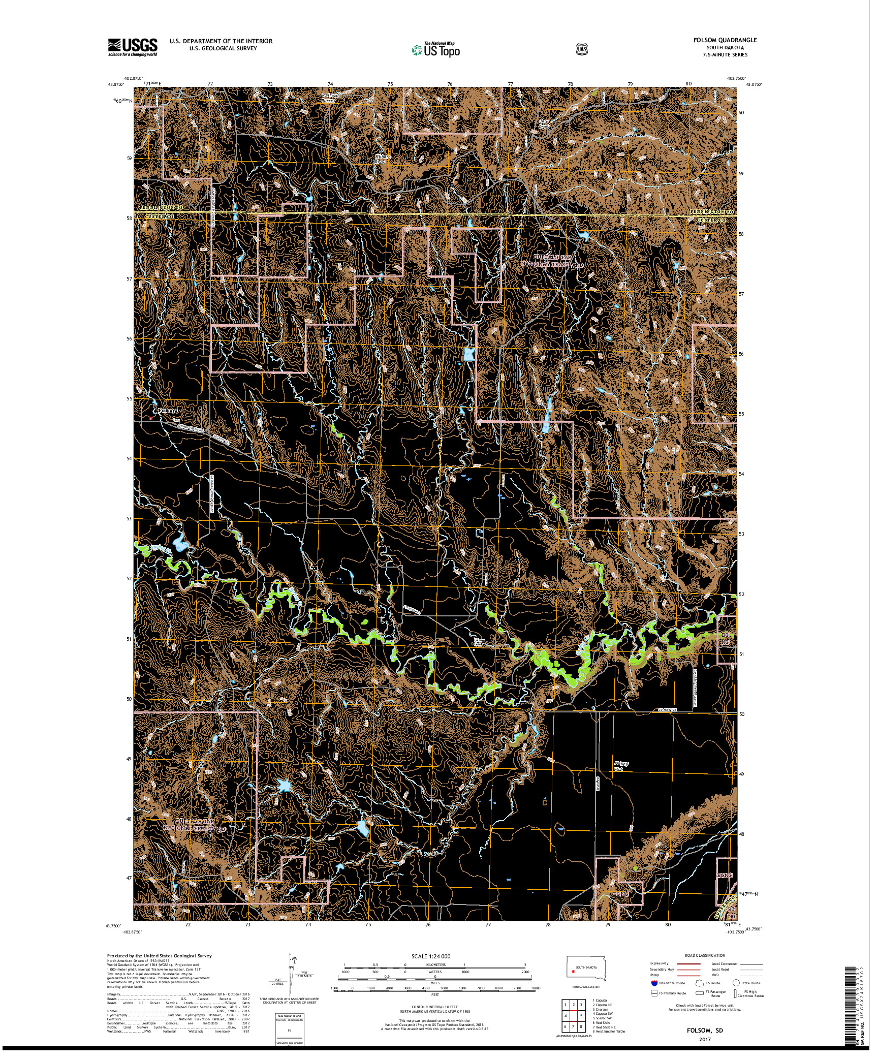 USGS US TOPO 7.5-MINUTE MAP FOR FOLSOM, SD 2017