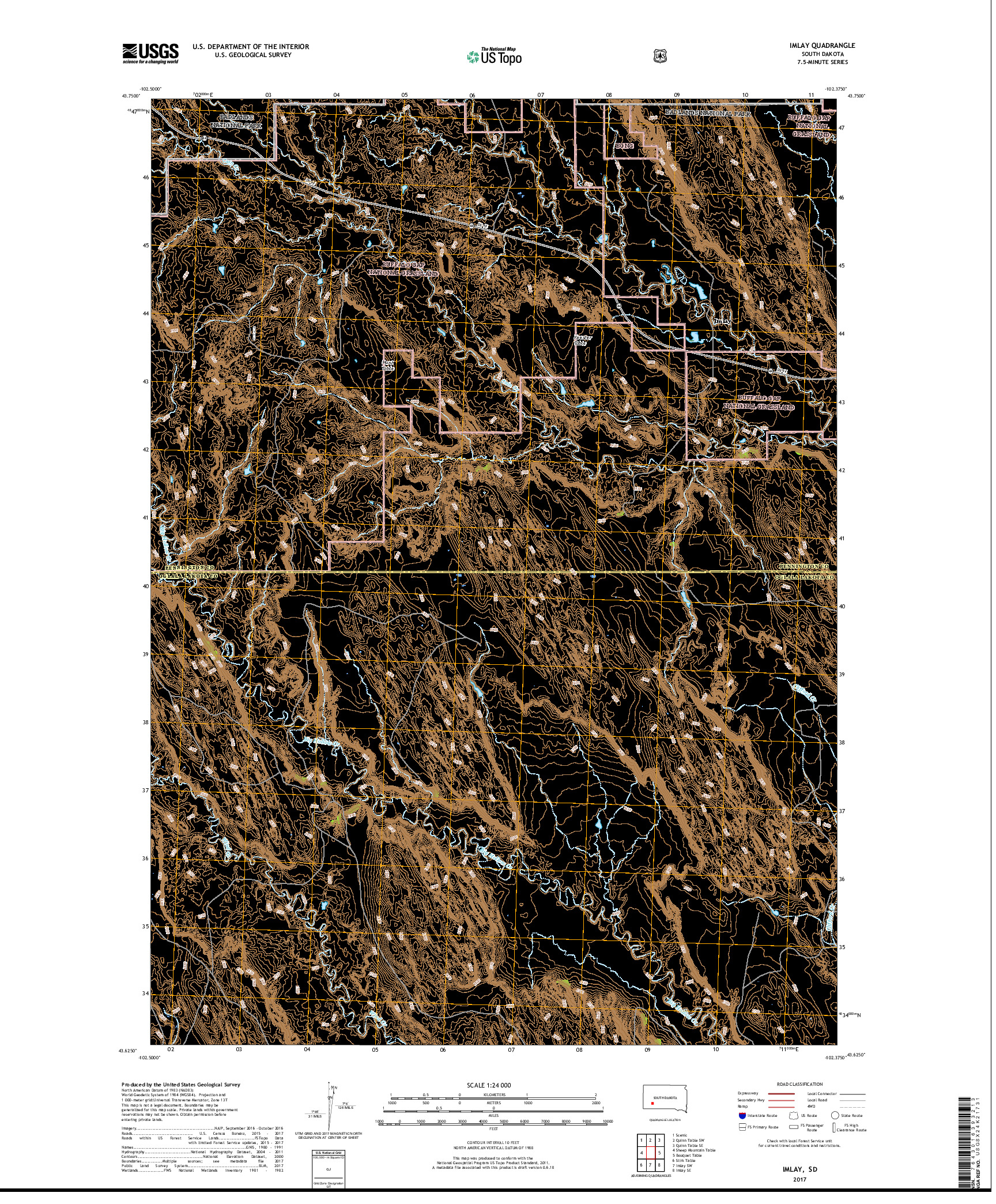 USGS US TOPO 7.5-MINUTE MAP FOR IMLAY, SD 2017