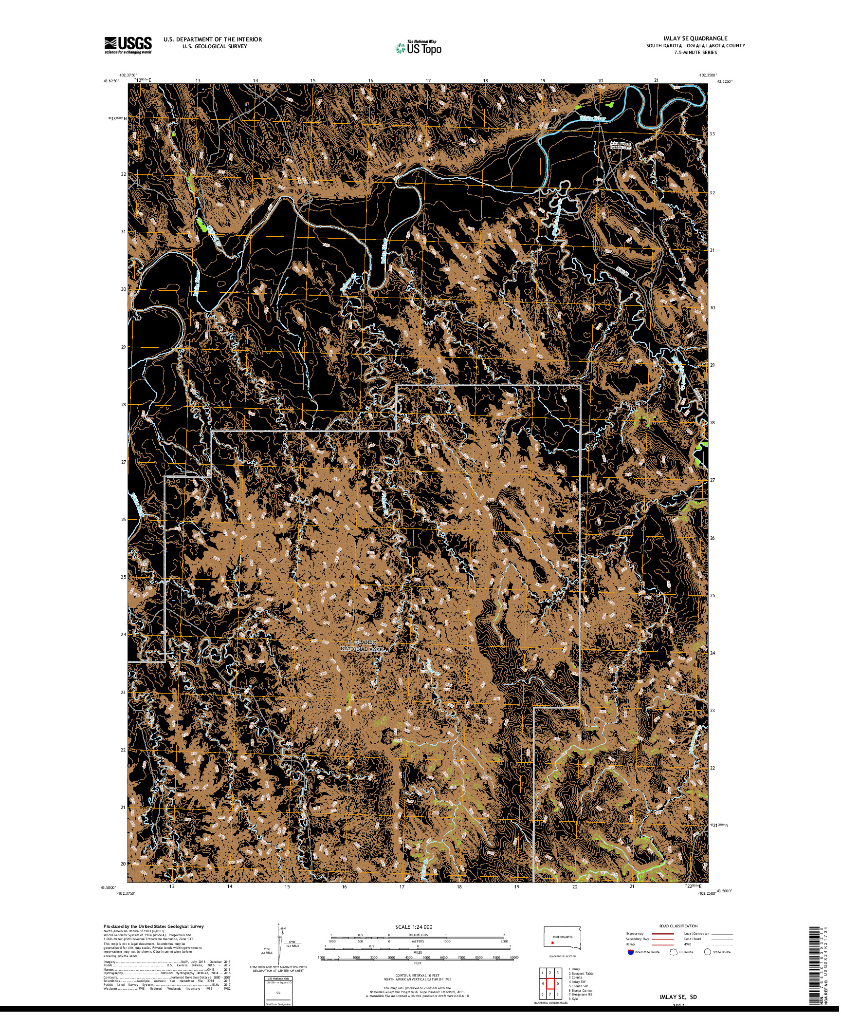 USGS US TOPO 7.5-MINUTE MAP FOR IMLAY SE, SD 2017