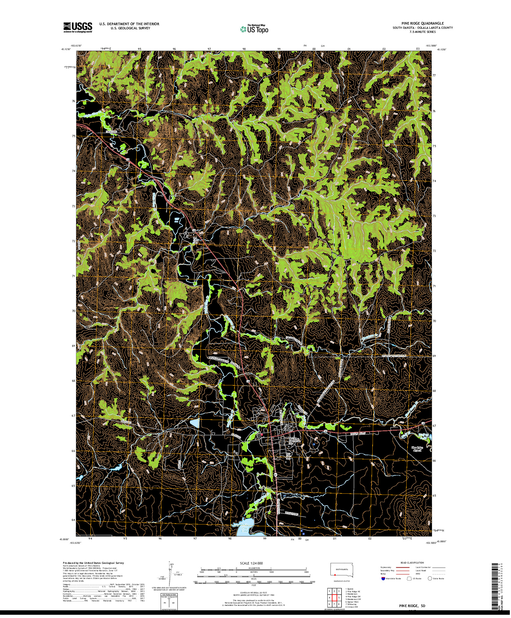 USGS US TOPO 7.5-MINUTE MAP FOR PINE RIDGE, SD 2017