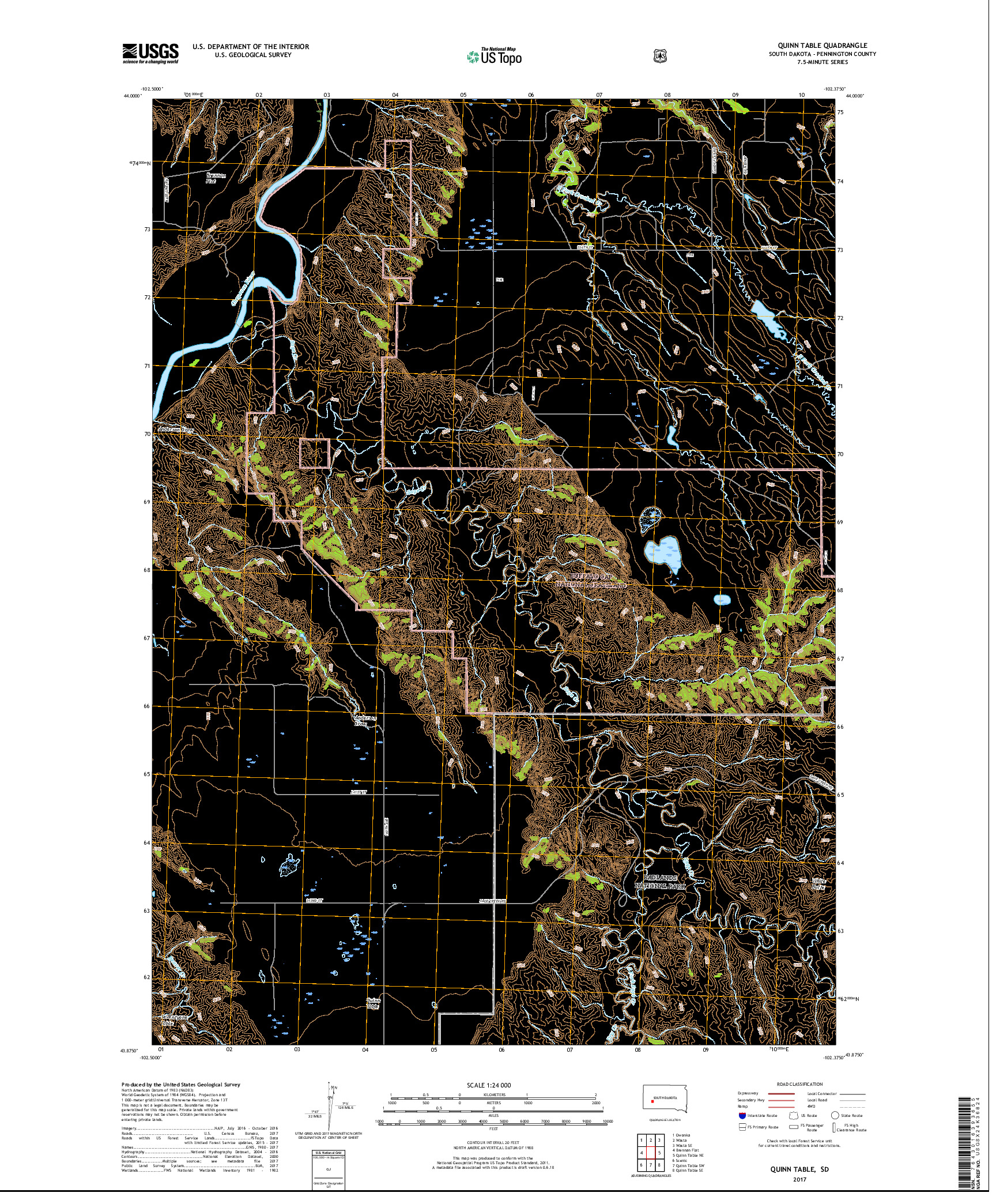 USGS US TOPO 7.5-MINUTE MAP FOR QUINN TABLE, SD 2017