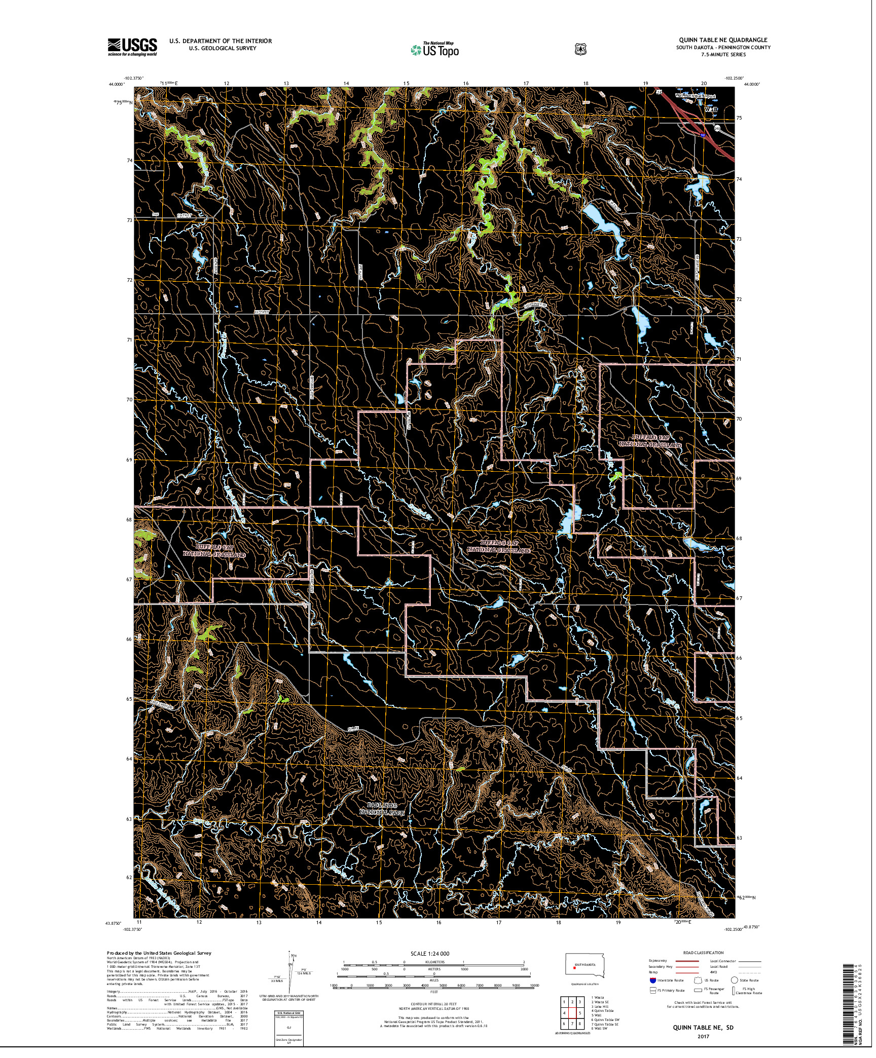 USGS US TOPO 7.5-MINUTE MAP FOR QUINN TABLE NE, SD 2017