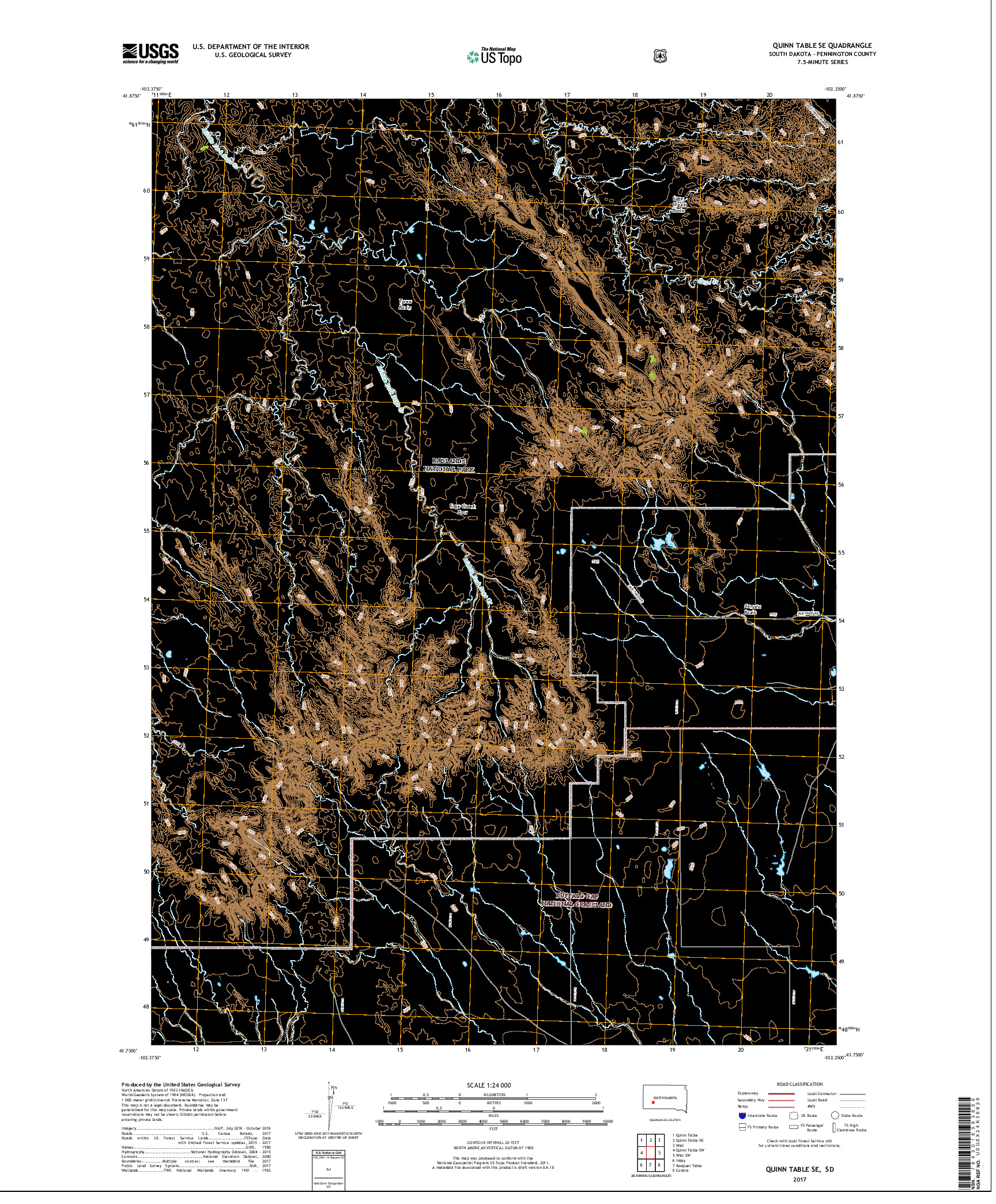 USGS US TOPO 7.5-MINUTE MAP FOR QUINN TABLE SE, SD 2017