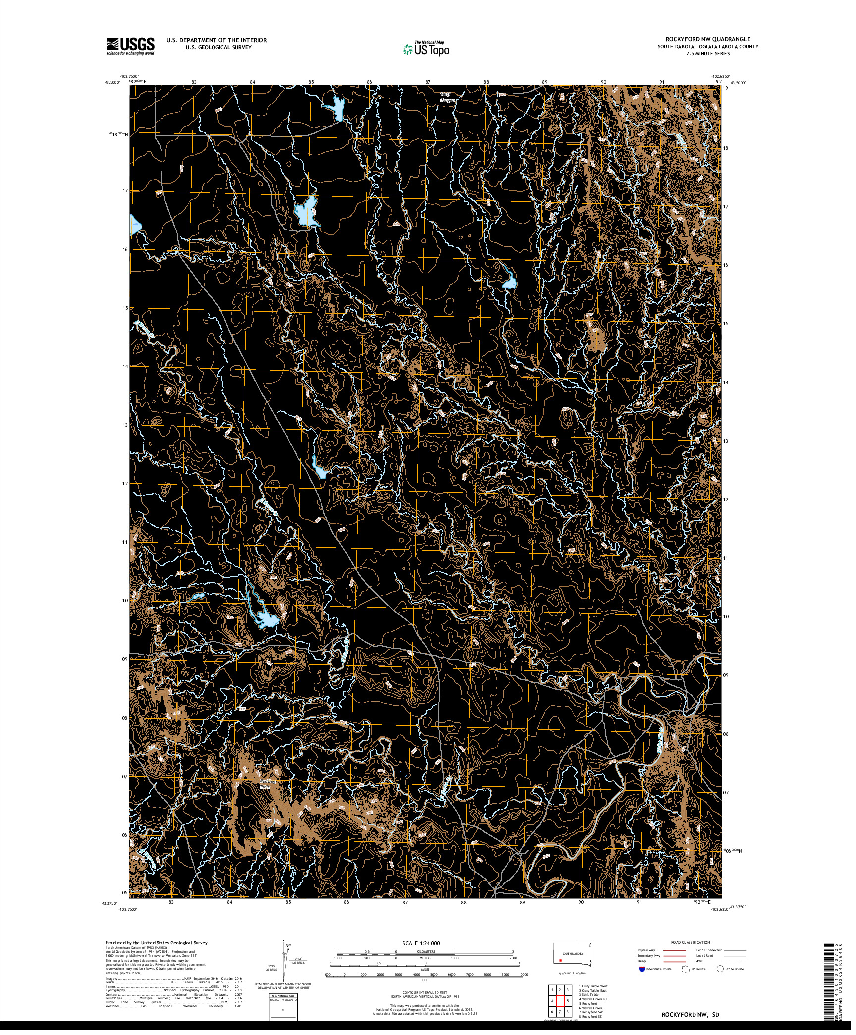 USGS US TOPO 7.5-MINUTE MAP FOR ROCKYFORD NW, SD 2017