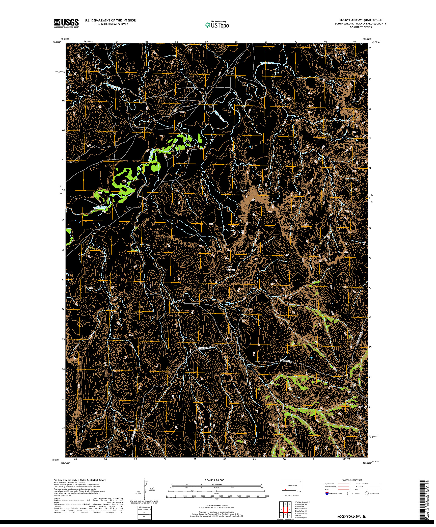 USGS US TOPO 7.5-MINUTE MAP FOR ROCKYFORD SW, SD 2017