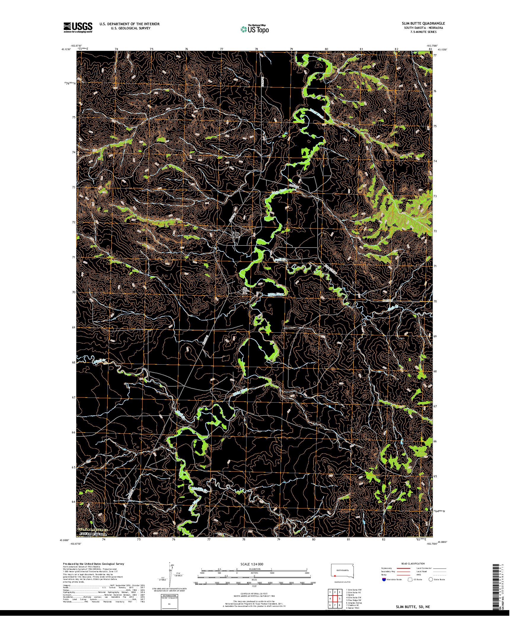 USGS US TOPO 7.5-MINUTE MAP FOR SLIM BUTTE, SD,NE 2017