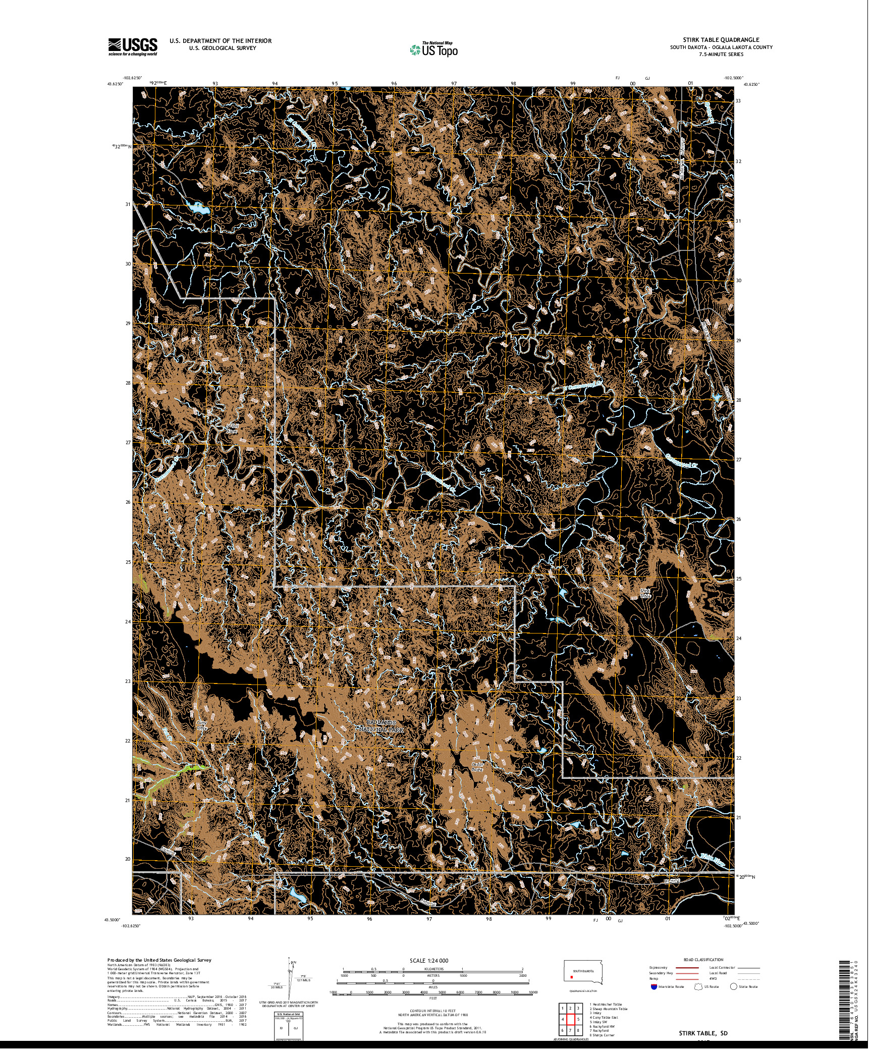 USGS US TOPO 7.5-MINUTE MAP FOR STIRK TABLE, SD 2017