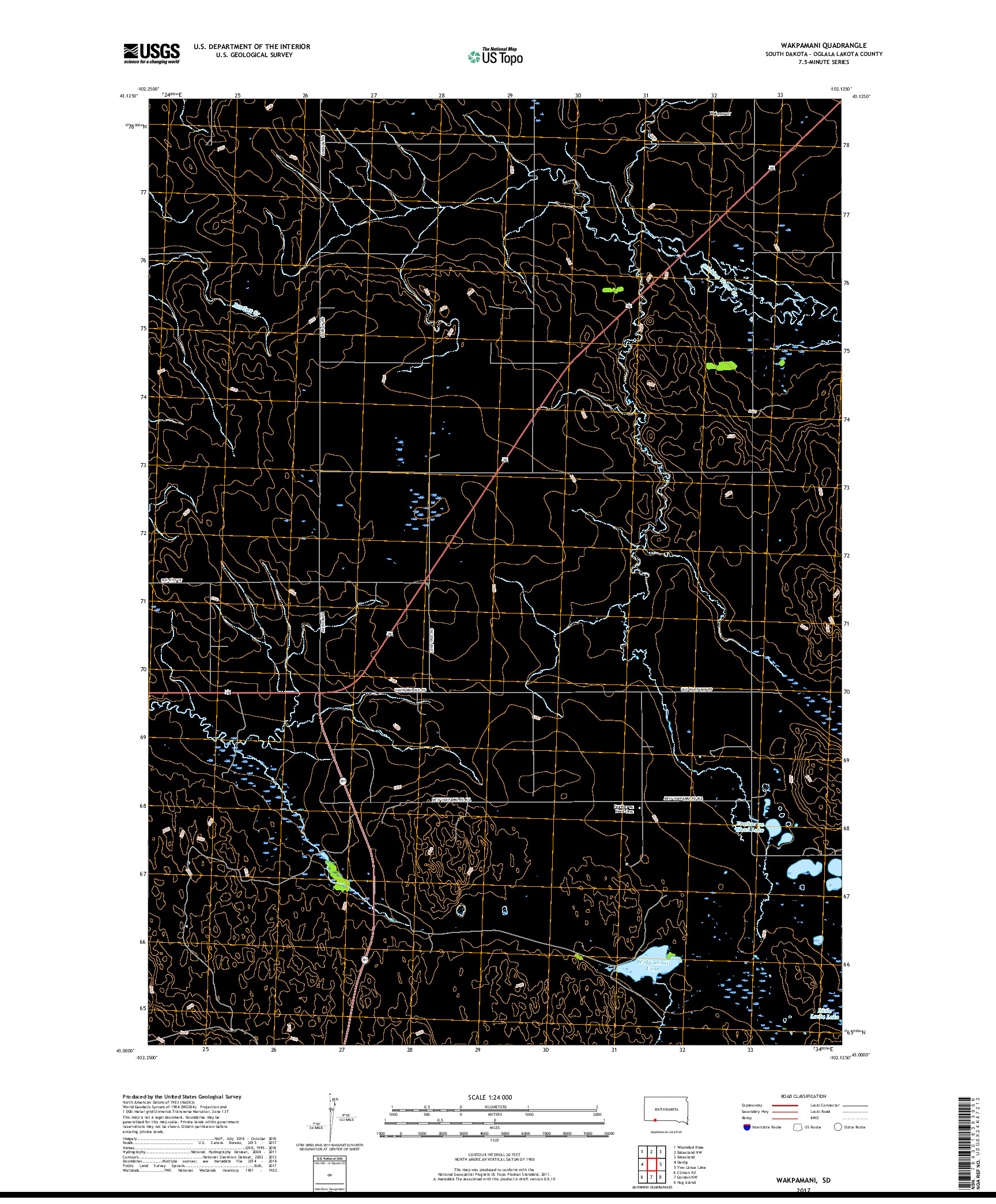 USGS US TOPO 7.5-MINUTE MAP FOR WAKPAMANI, SD 2017