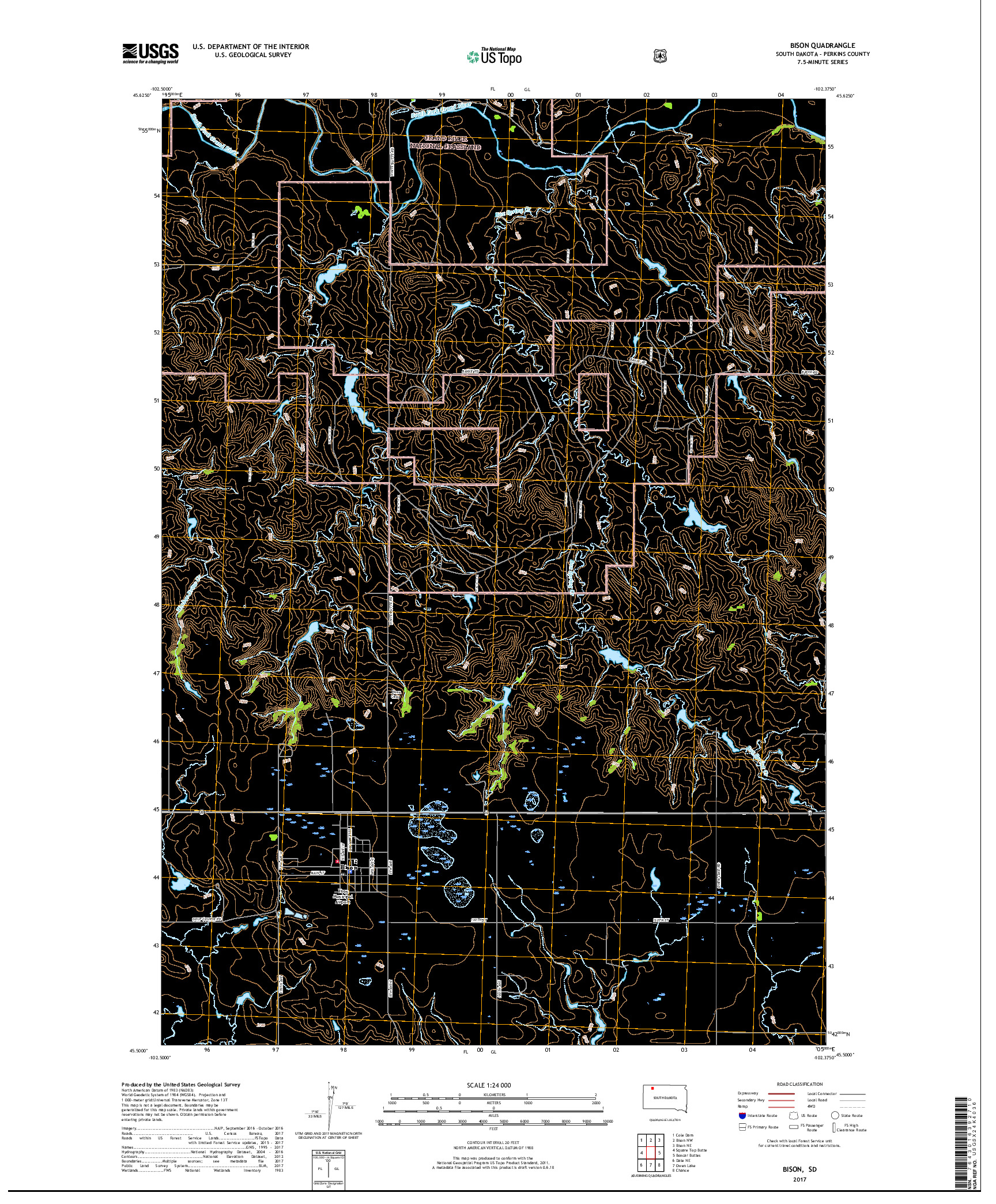 USGS US TOPO 7.5-MINUTE MAP FOR BISON, SD 2017