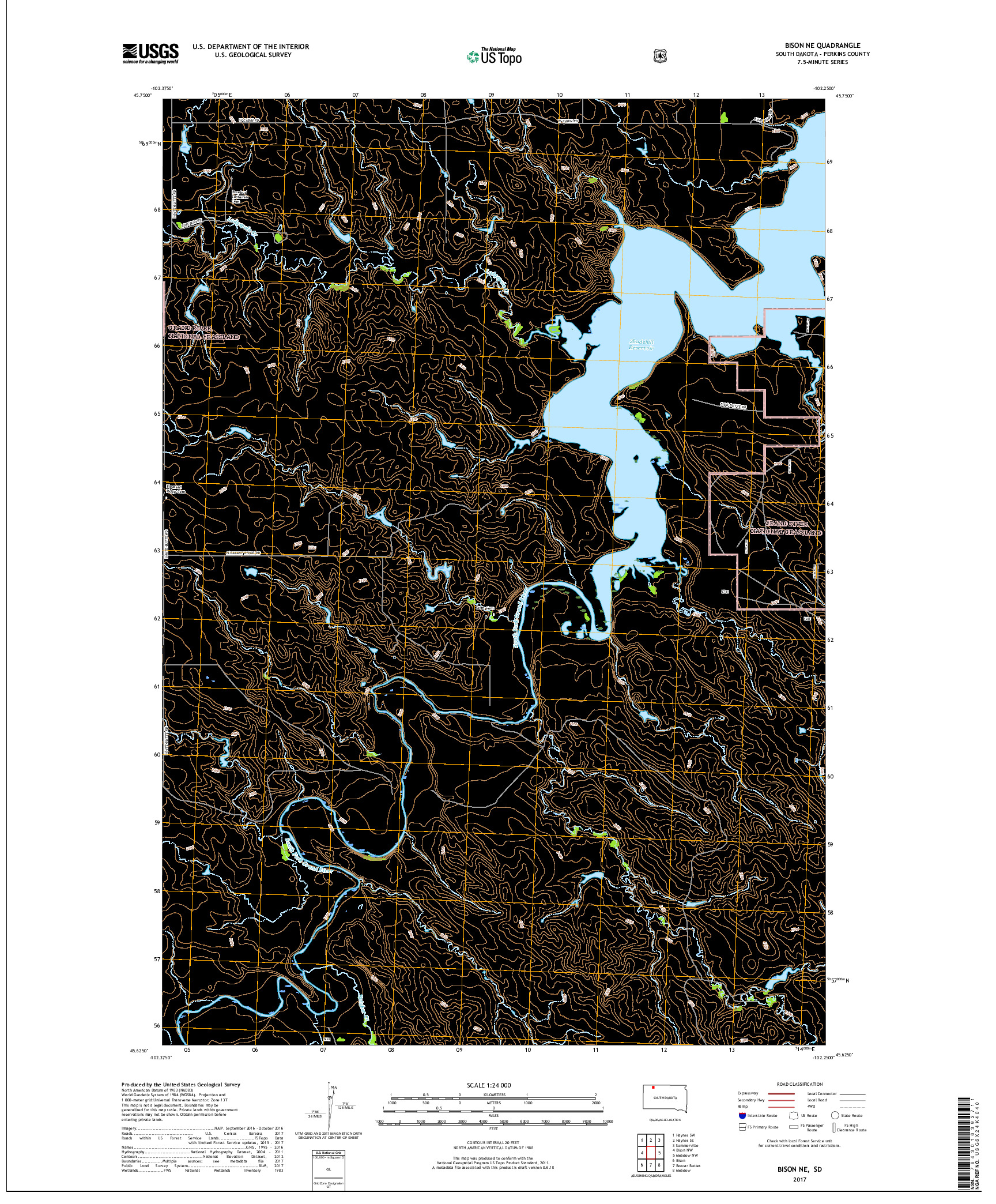 USGS US TOPO 7.5-MINUTE MAP FOR BISON NE, SD 2017